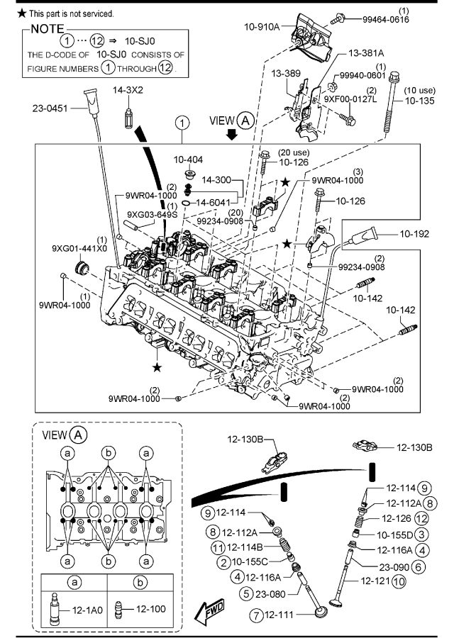 Diagram CYLINDER HEAD & COVER (SKYACTIV-G 2.5)(W/O TURBO)(W/CYLINDER DEACTIVATION) for your Mazda