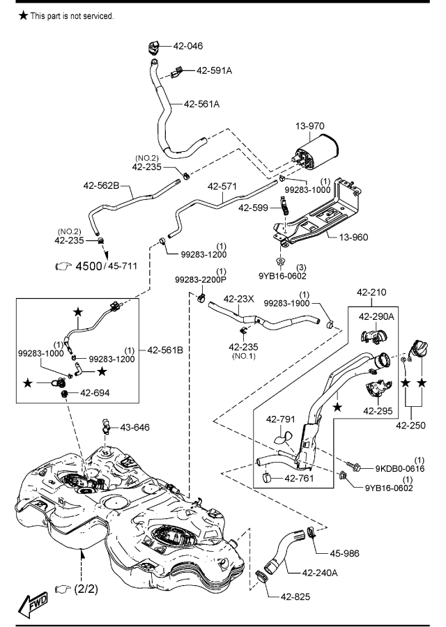Diagram FUEL TANK (MEXICO)(4WD) for your 2005 Mazda B4000   