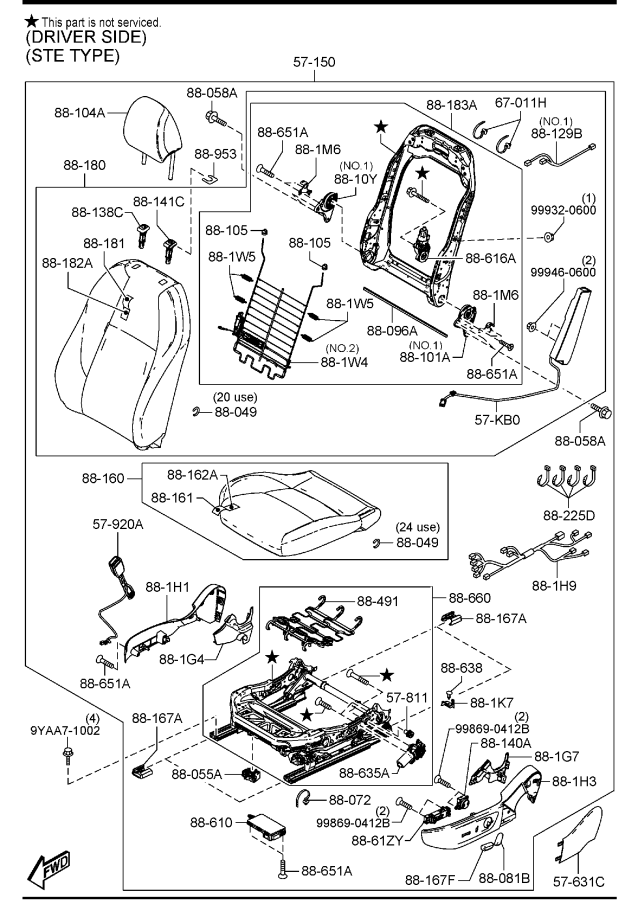 Diagram FRONT SEATS (MEXICO) for your 2010 Mazda Mazda3   