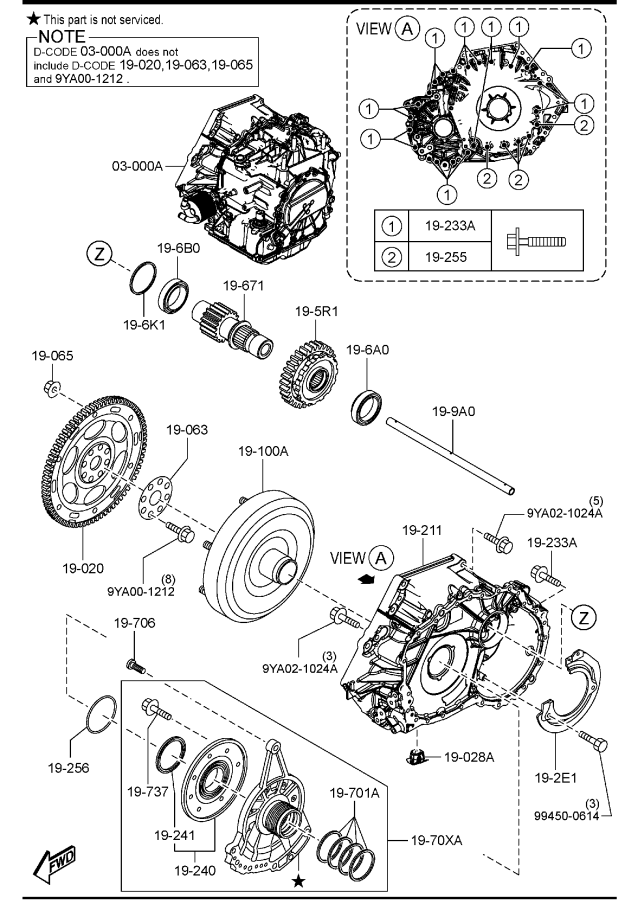 Diagram AUTOMATIC TRANSMISSION TORQUE CONVERTER, OIL PUMP & PIPINGS (PYT) for your 2024 Mazda Mazda3   
