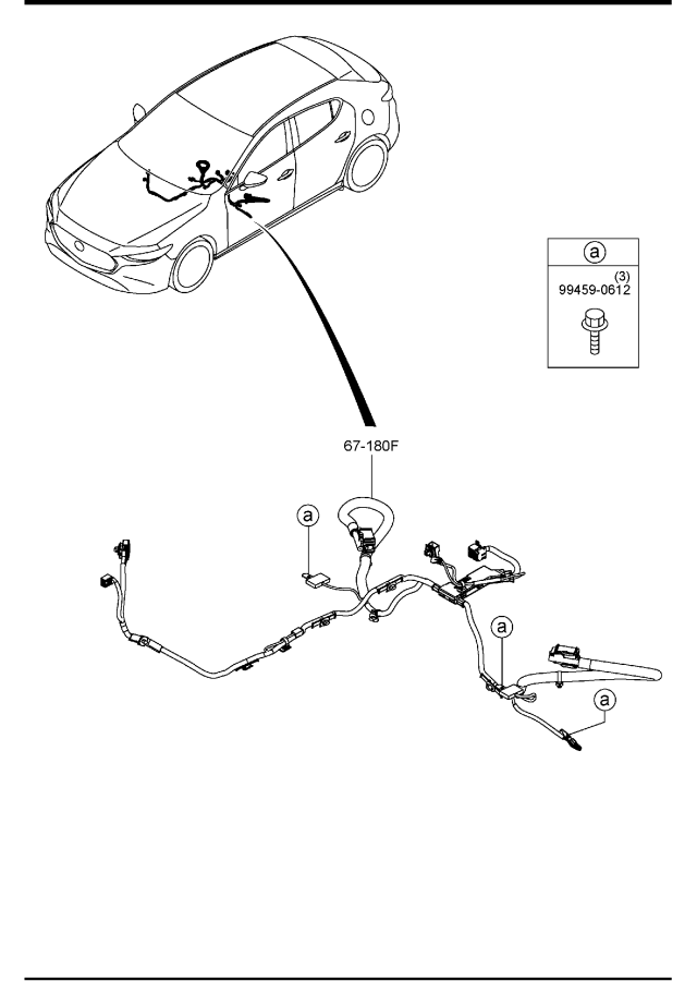 Diagram FRONT & REAR WIRING HARNESSES (U.S.A. & CANADA)(5-DOOR) for your 2022 Mazda Mazda3  HATCHBACK S CE 