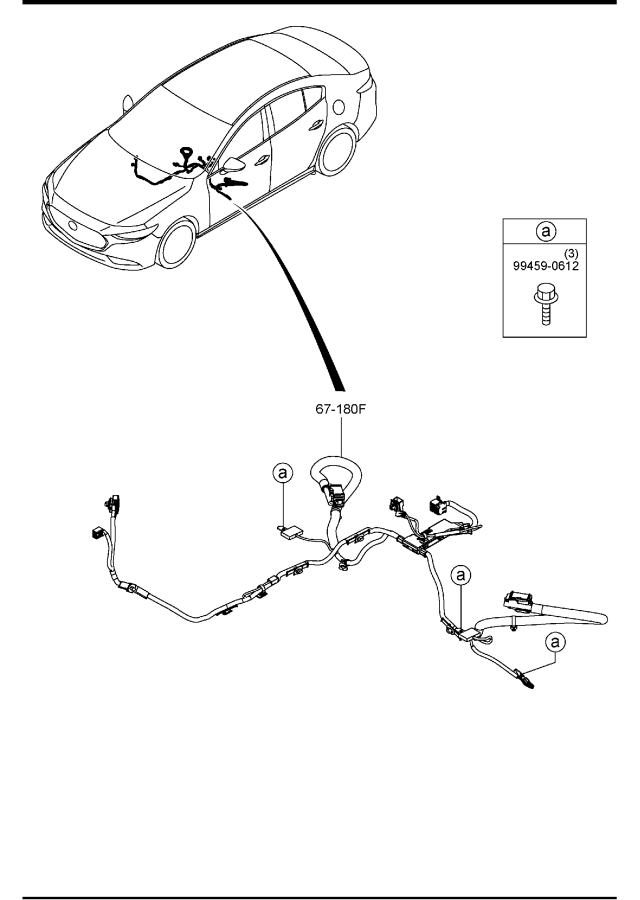 Diagram FRONT & REAR WIRING HARNESSES (U.S.A. & CANADA)(4-DOOR) for your 2023 Mazda Mazda3   