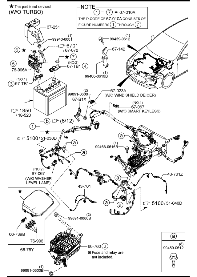 Diagram FRONT & REAR WIRING HARNESSES (U.S.A. & CANADA)(5-DOOR) for your Mazda Mazda3  