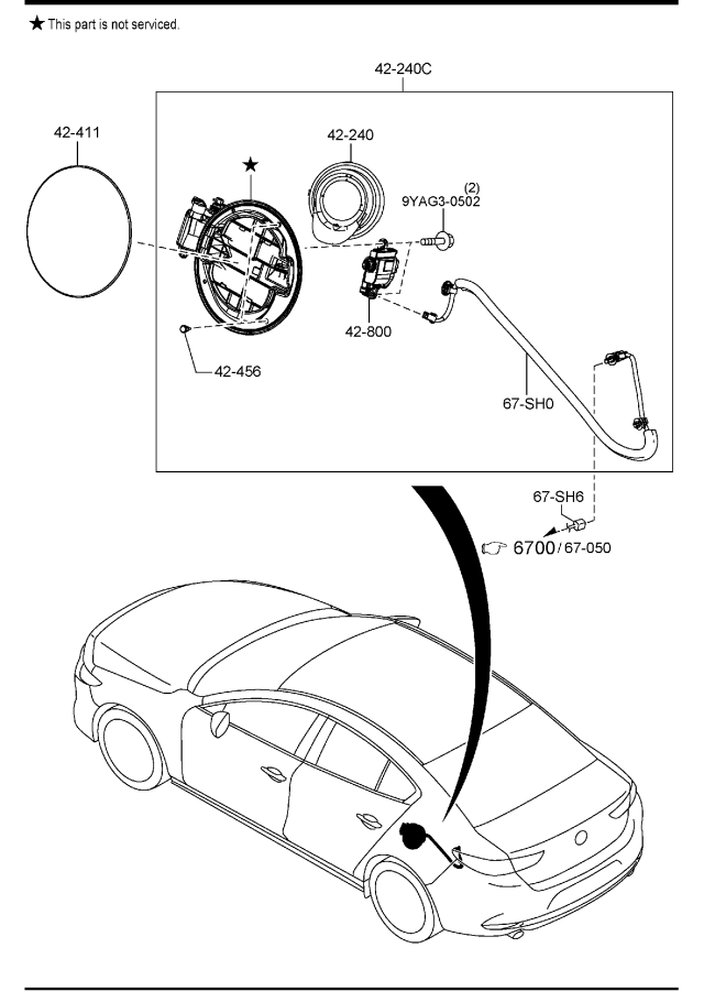 Diagram FUEL LID OPENER (4-DOOR) for your Mazda