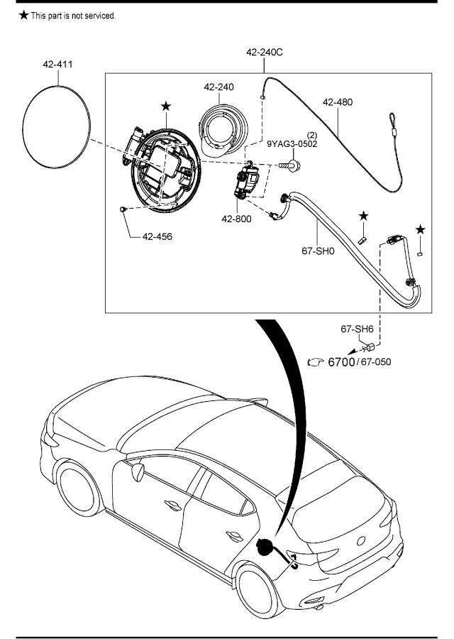 Diagram FUEL LID OPENER (5-DOOR) for your Mazda