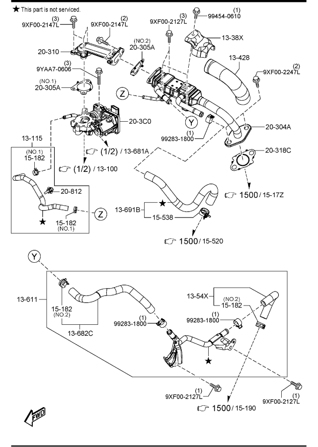 Diagram INLET MANIFOLD (SKYACTIV-G 2.5)(W/O TURBO)(W/CYLINDER DEACTIVATION) for your 2014 Mazda Mazda2  HATCHBACK SPORT 