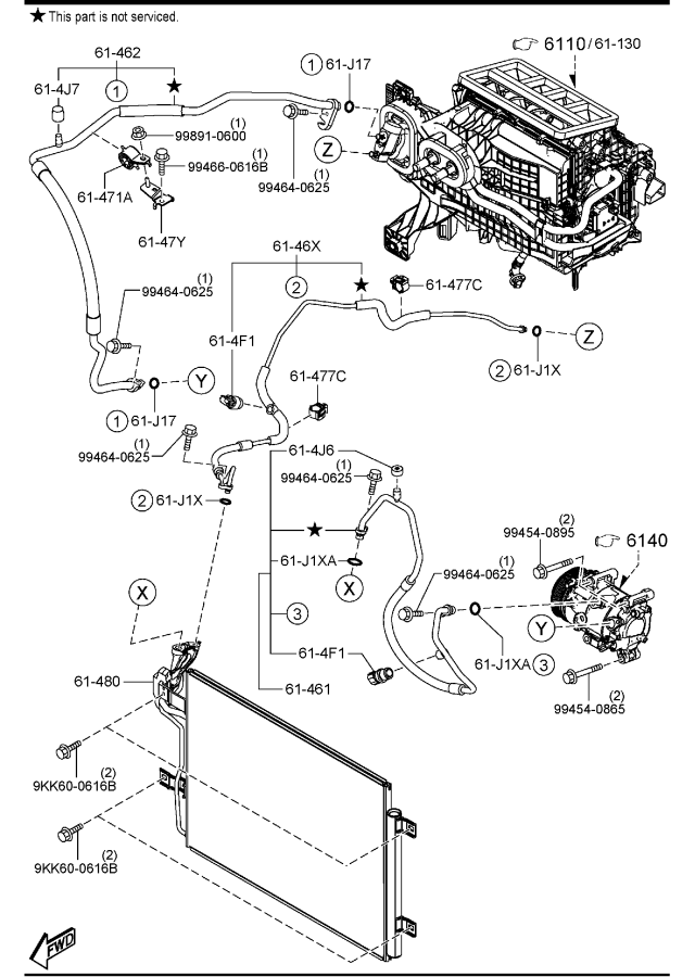 Diagram AIR CONDITIONER (W/O TURBO) for your 2019 Mazda Mazda3  SEDAN SELECT 
