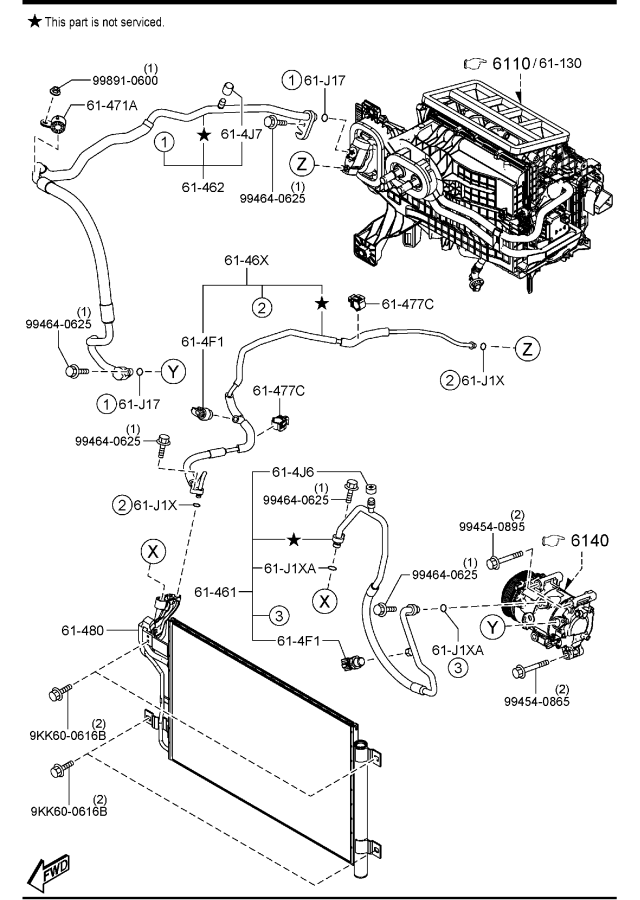 Diagram AIR CONDITIONER (W/TURBO) for your 1997 Mazda Millenia   
