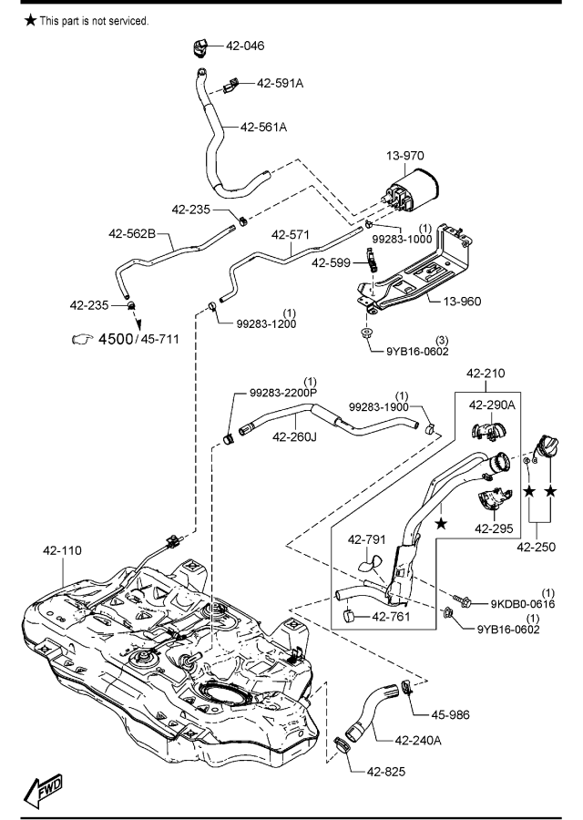 Diagram FUEL TANK (MEXICO)(2WD) for your 2005 Mazda B4000   