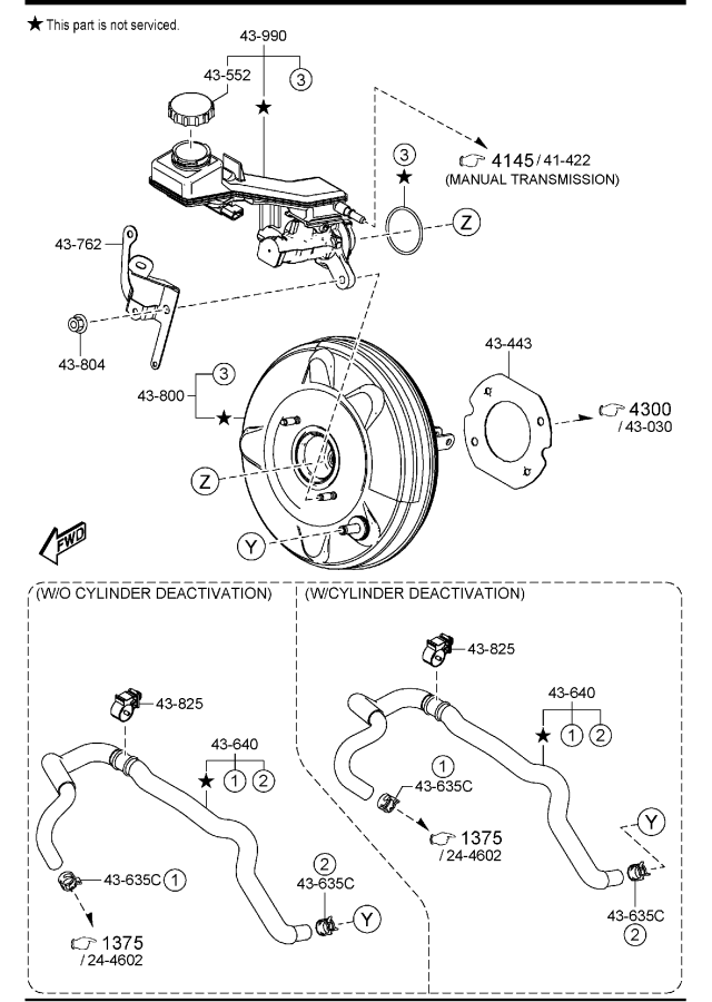 Diagram BRAKE MASTER CYLINDER & POWER BRAKE (SKYACTIV-G 2.0 & SKYACTIV-G 2.5) for your 2015 Mazda Mazda3  HATCHBACK ITR (VIN Begins: JM1) 