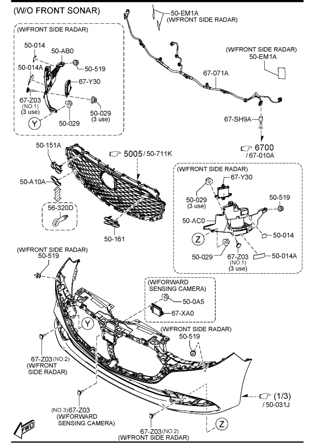 Diagram FRONT BUMPER for your 2006 Mazda MX-5 Miata   