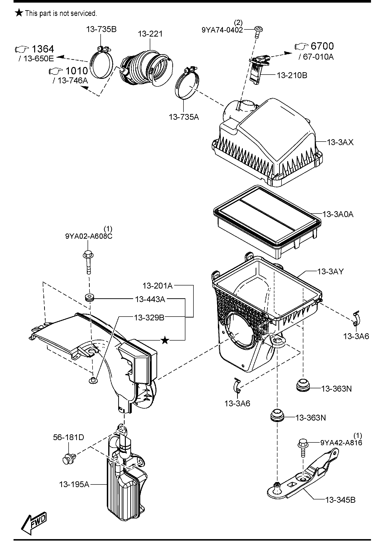 Diagram AIR CLEANER (PYUKD) for your 2023 Mazda CX-30   