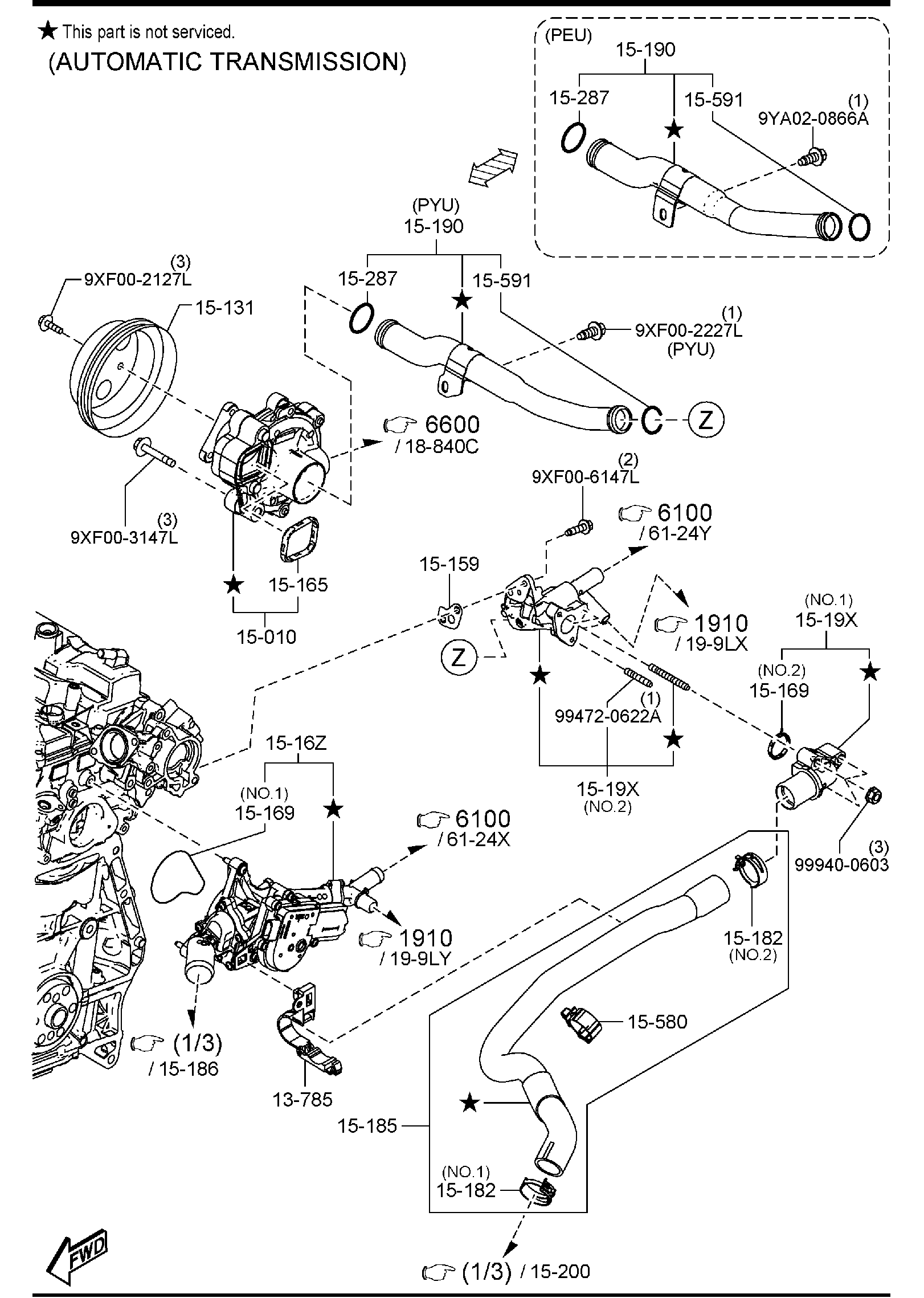 Diagram COOLING SYSTEM (PEU & PYU) for your 2012 Mazda Mazda3   