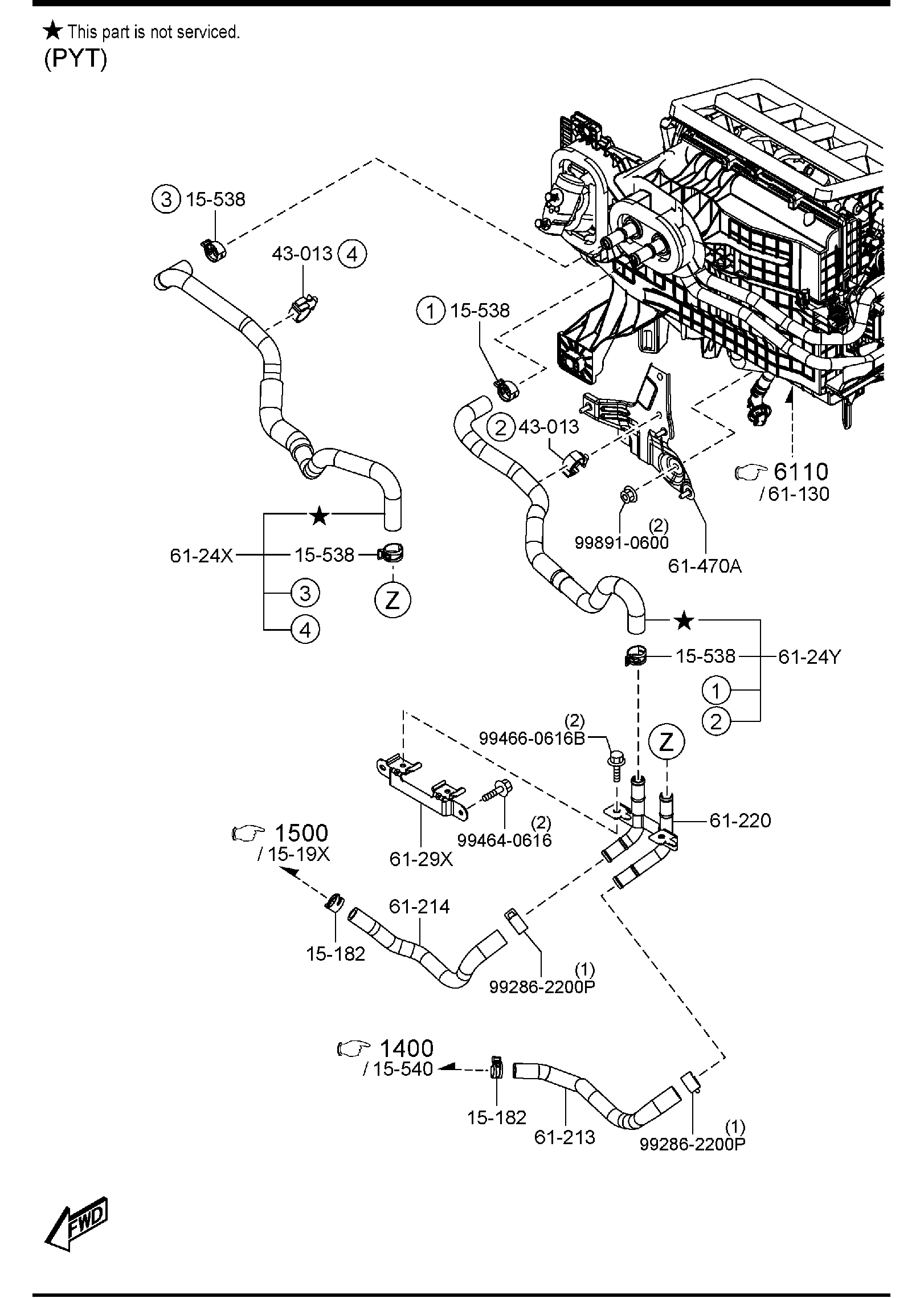 Diagram HEATER (BPB** 650001-700000) for your 1995 Mazda RX-7   