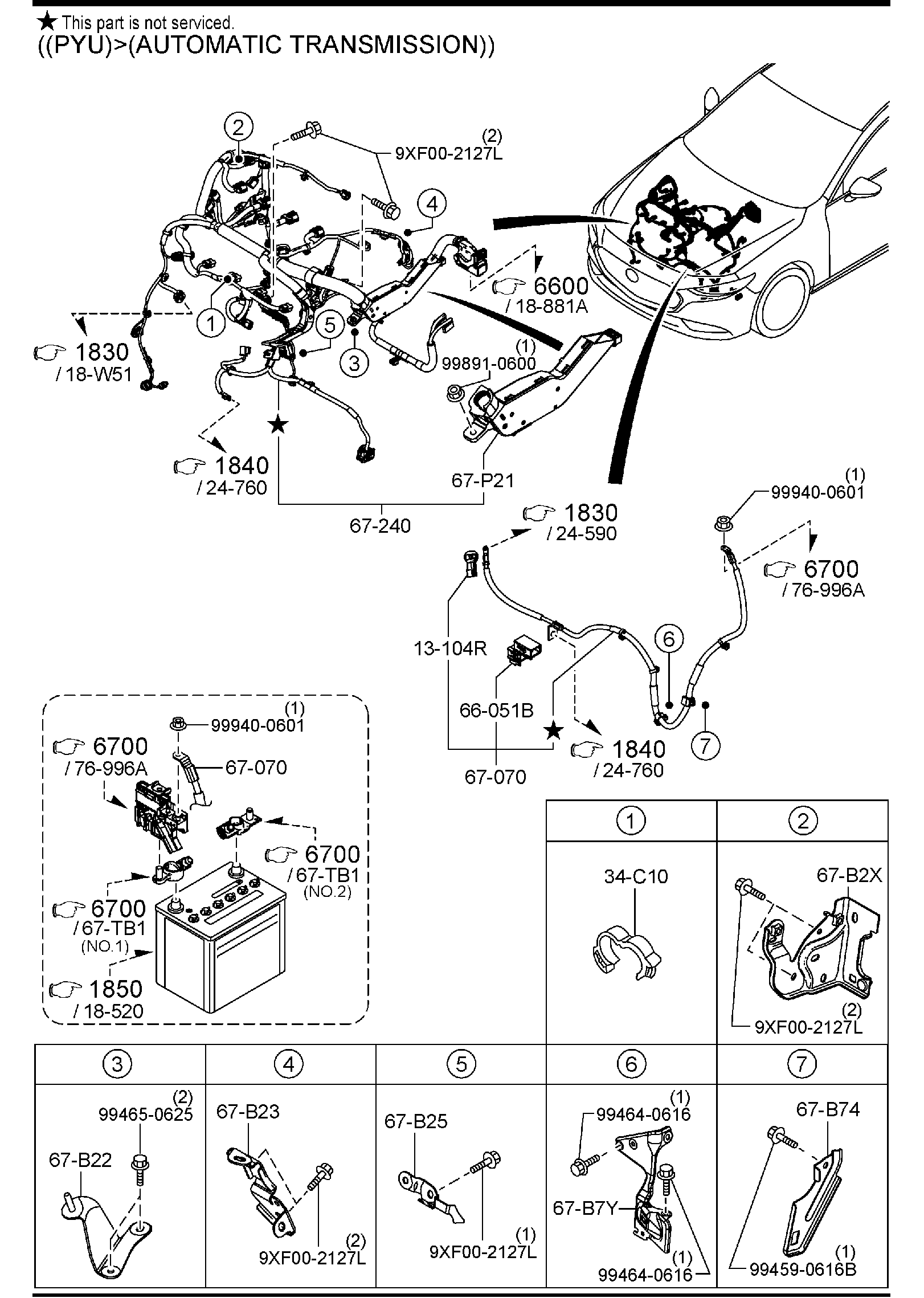 Diagram ENGINE & TRANSMISSION WIRING HARNESSES (PYU,PYUKD & PYT) for your Mazda