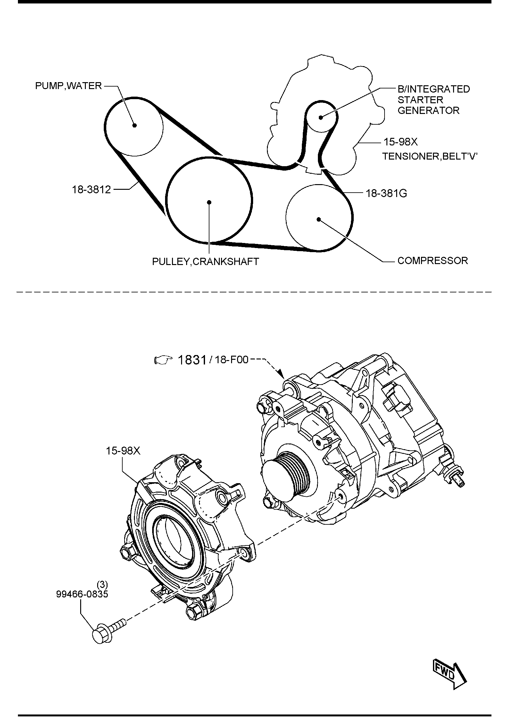 Diagram BRACKET, PULLEY & BELT (PEU) for your 2011 Mazda MX-5 Miata   