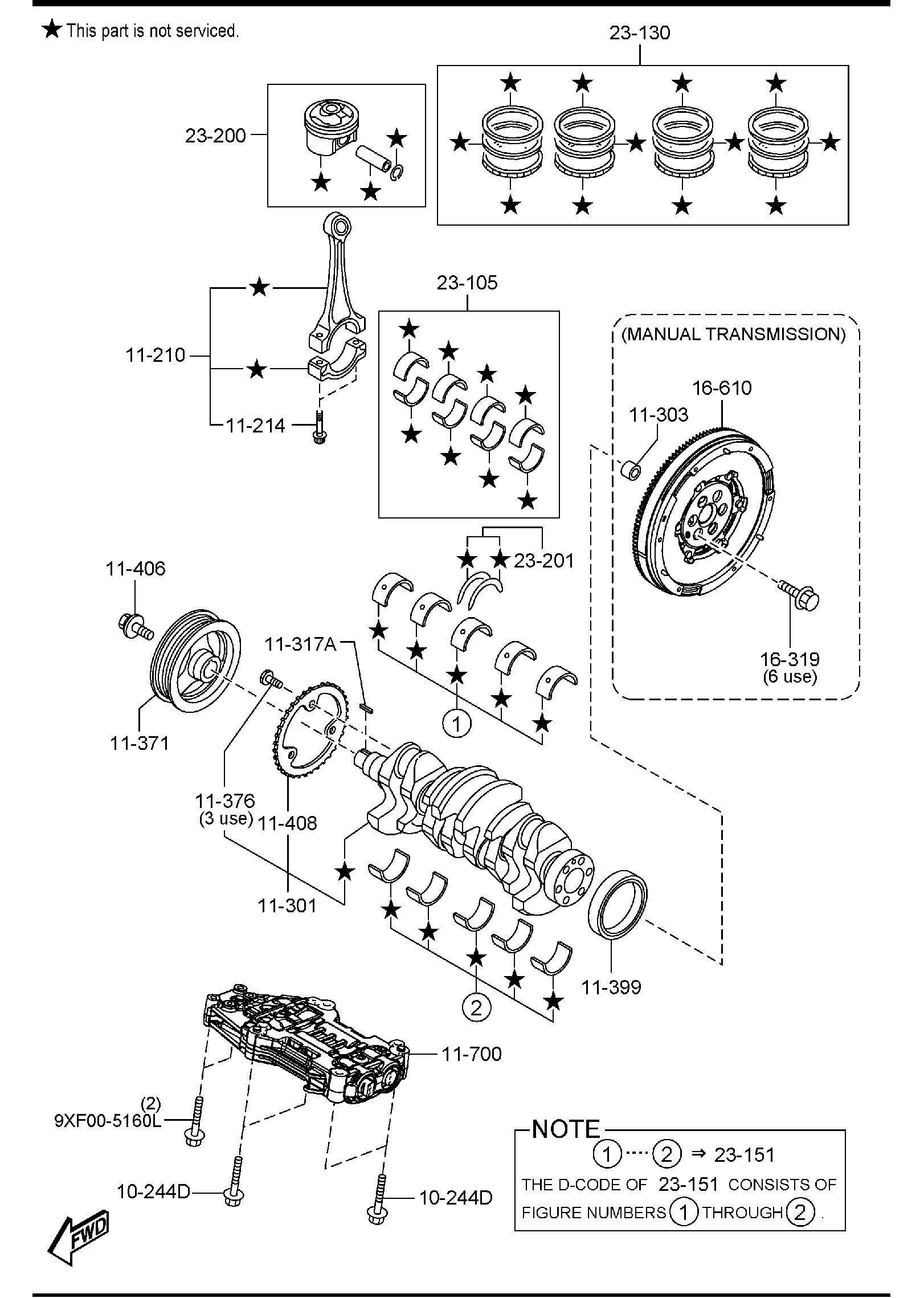 Diagram PISTON, CRANKSHAFT & FLYWHEEL (PYU & PYUKD) for your 2020 Mazda CX-5   