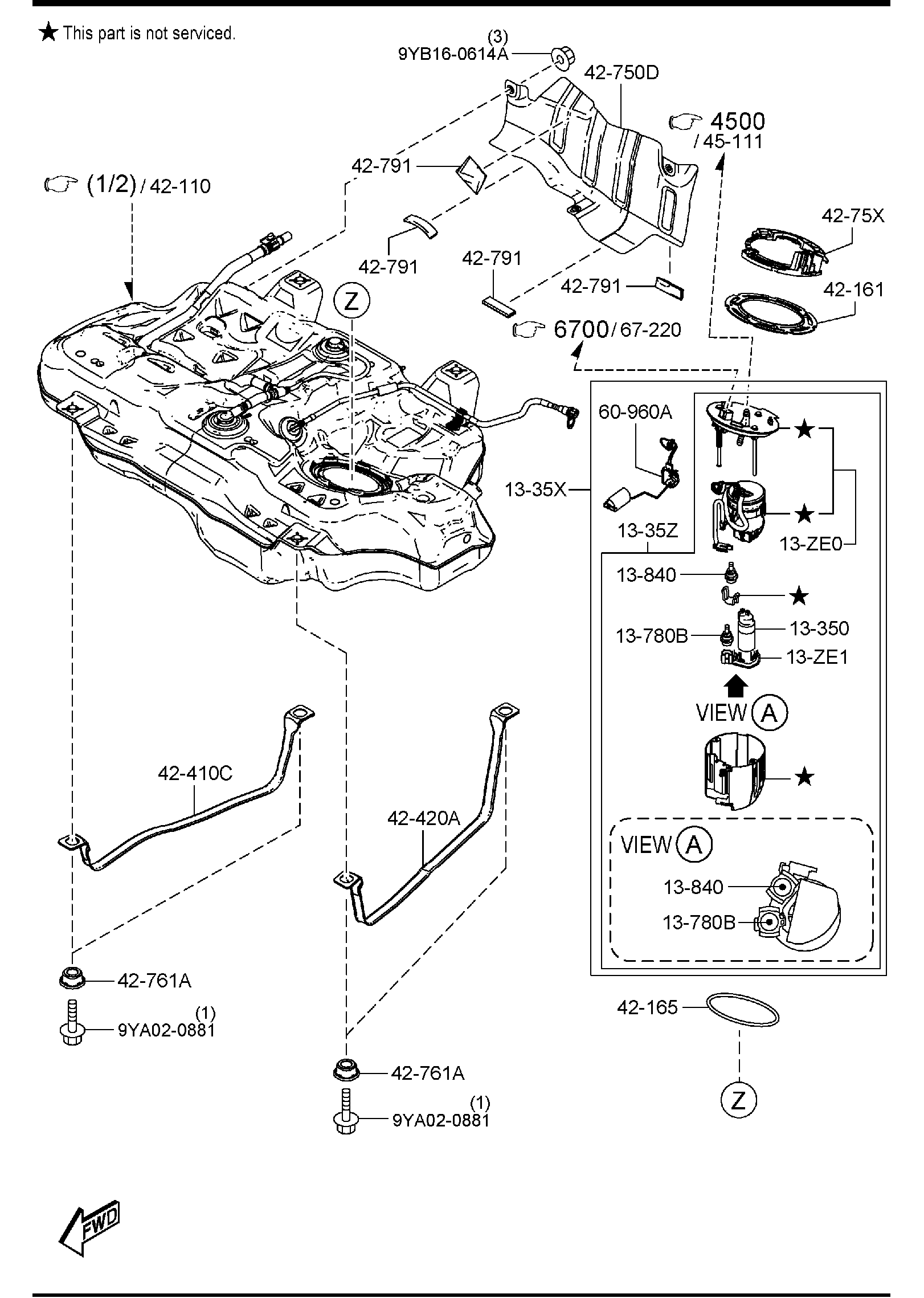 Diagram FUEL TANK (PYUKD)(2WD) for your Mazda