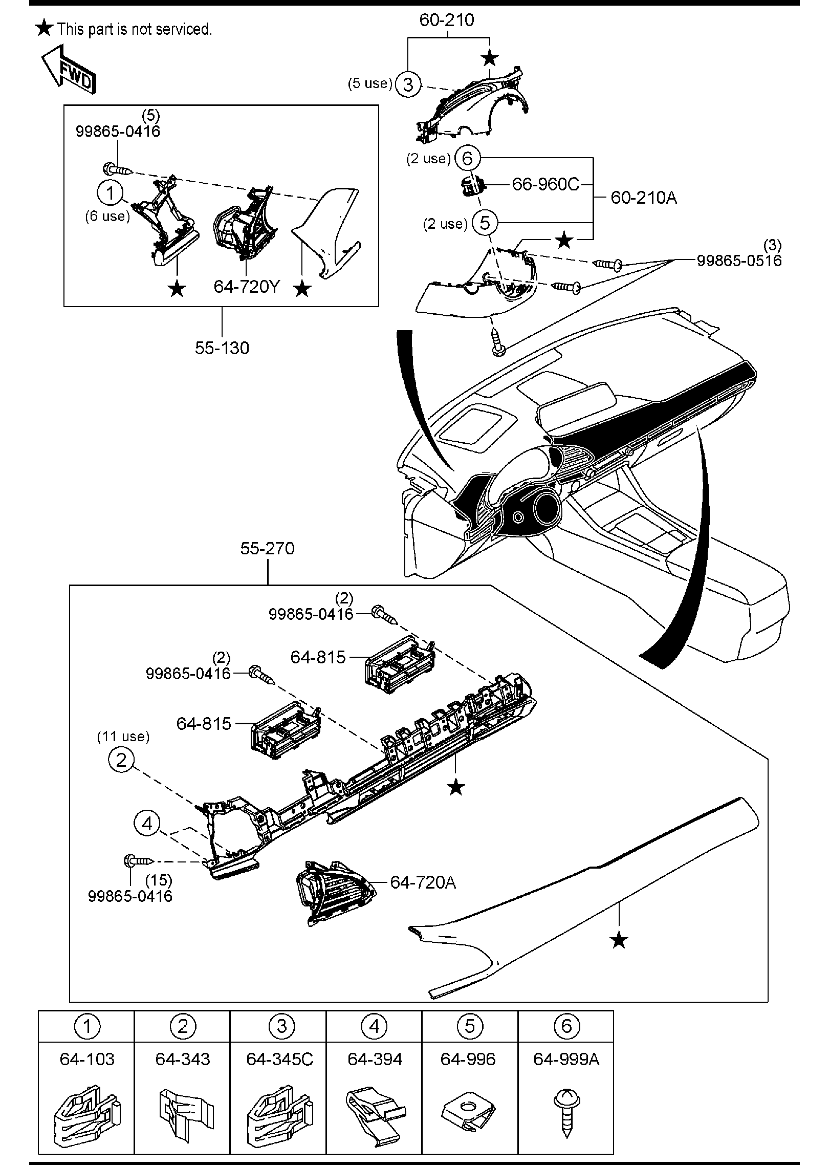Diagram DASHBOARD EQUIPMENTS for your Mazda