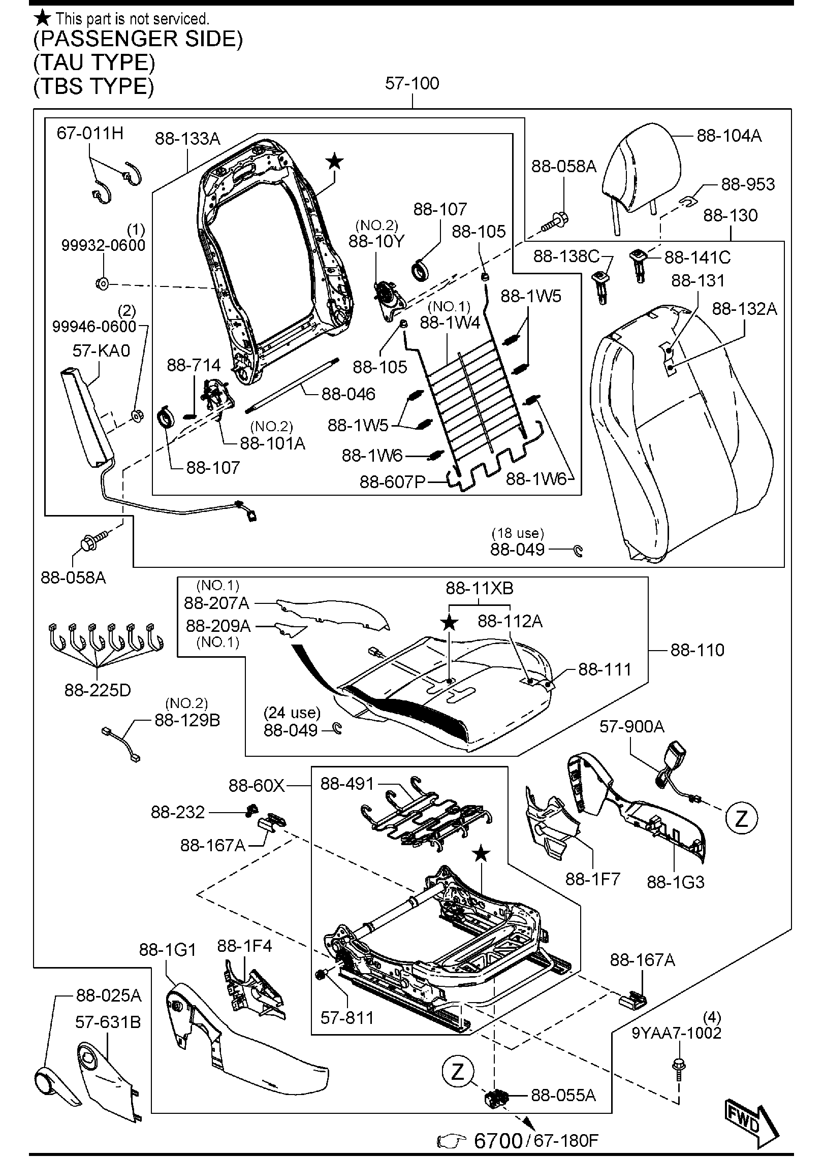 Diagram FRONT SEATS (MEXICO) for your 2021 Mazda CX-9   