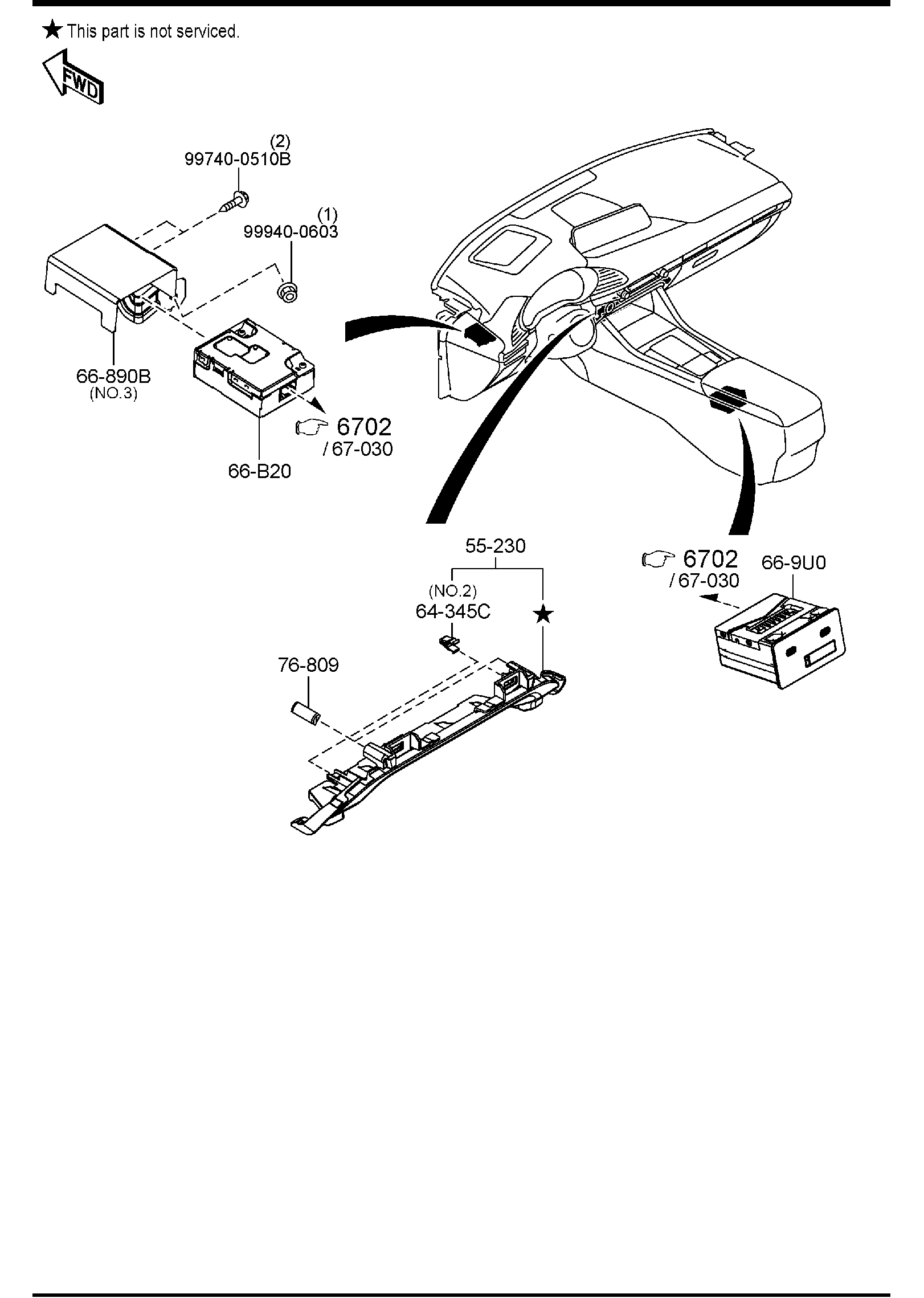 Diagram AUDIO SYSTEMS (ANTENNA & SPEAKER) (4-DOOR) for your Mazda