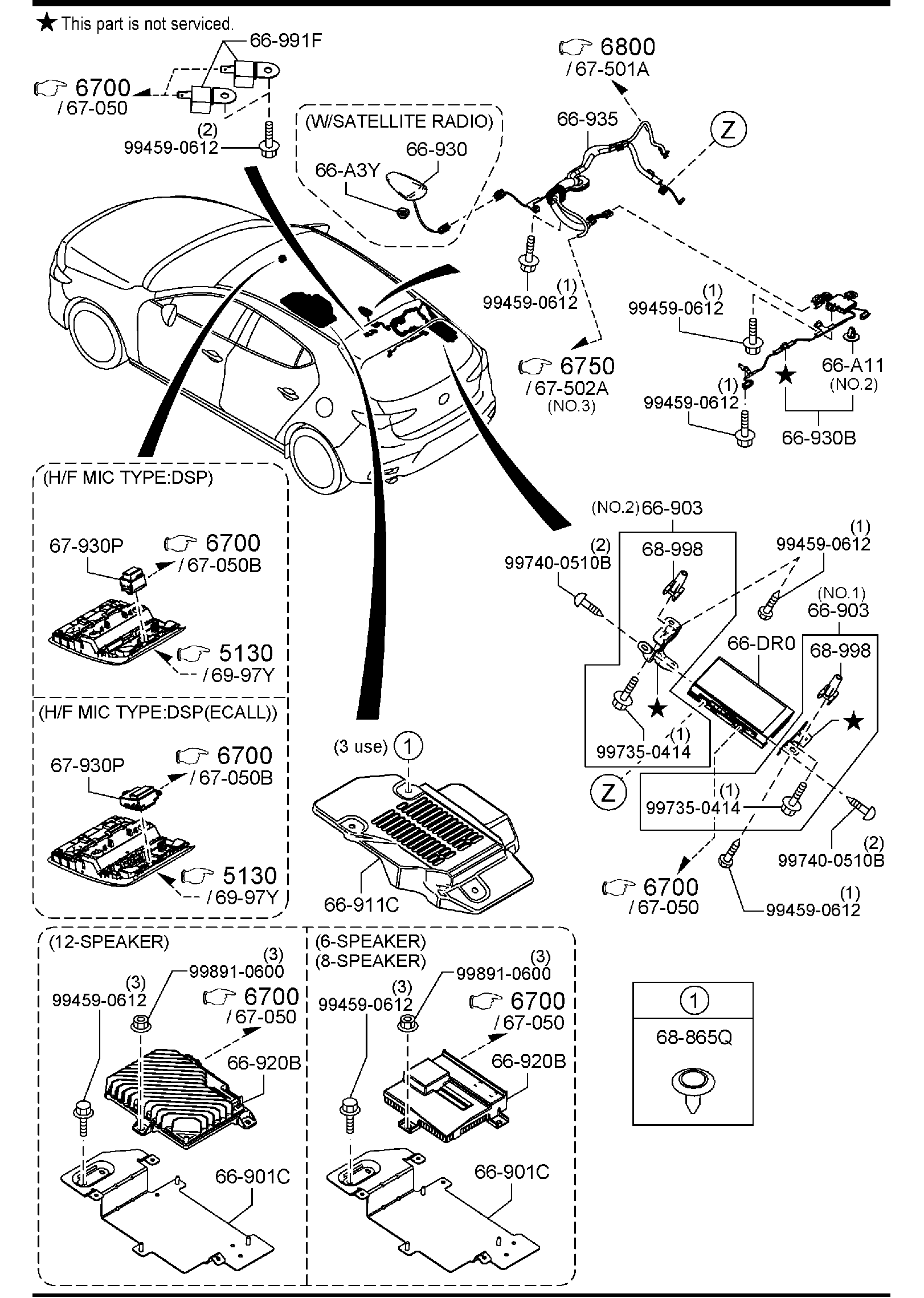 Diagram AUDIO SYSTEMS (ANTENNA & SPEAKER) (5-DOOR) for your Mazda