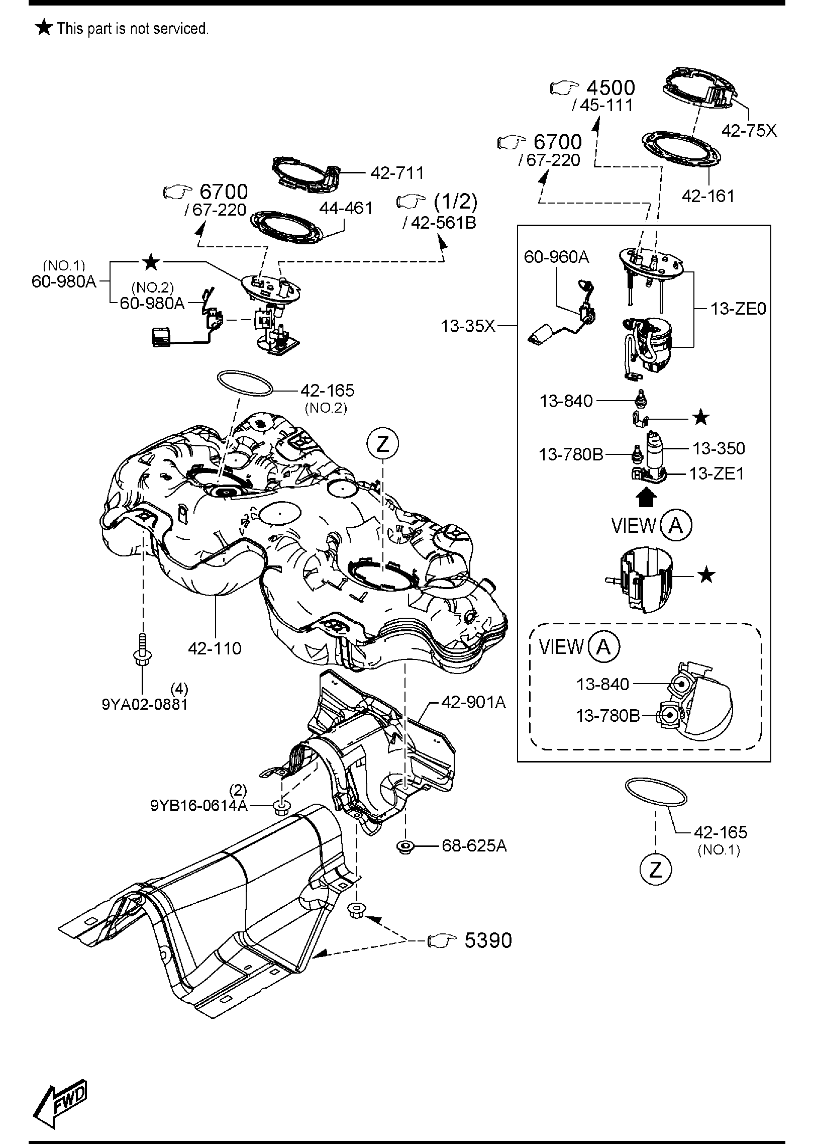 Diagram FUEL TANK (U.S.A. & CANADA)(4WD) for your Mazda