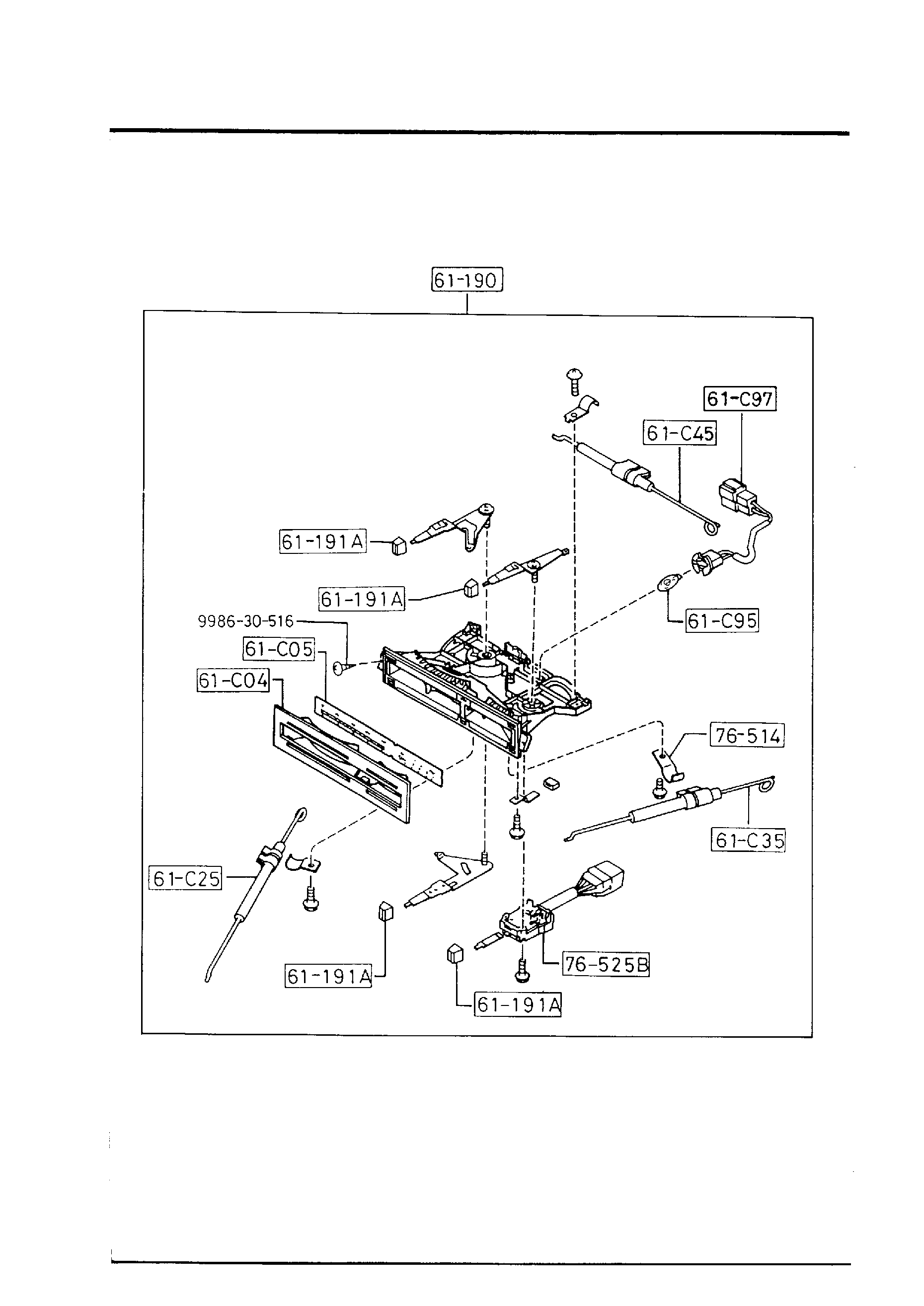 Diagram HEATER CONTROLS COMPONENTS (MODE CONTROL:LEVER TYPE) . (CANADA,) for your 1997 Mazda Millenia   