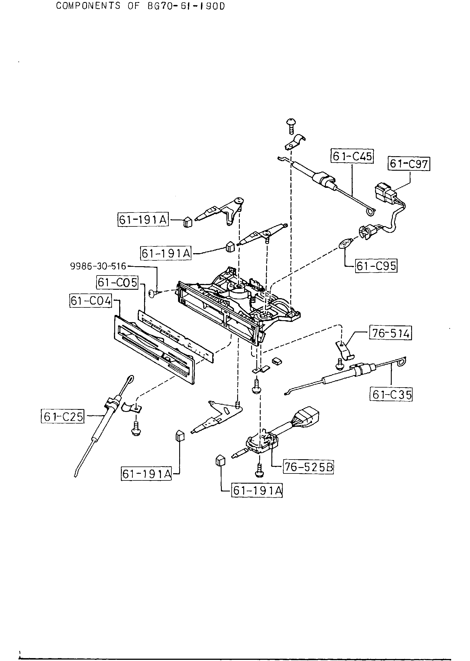 Diagram HEATER CONTROLS COMPONENTS for your 1997 Mazda Millenia   