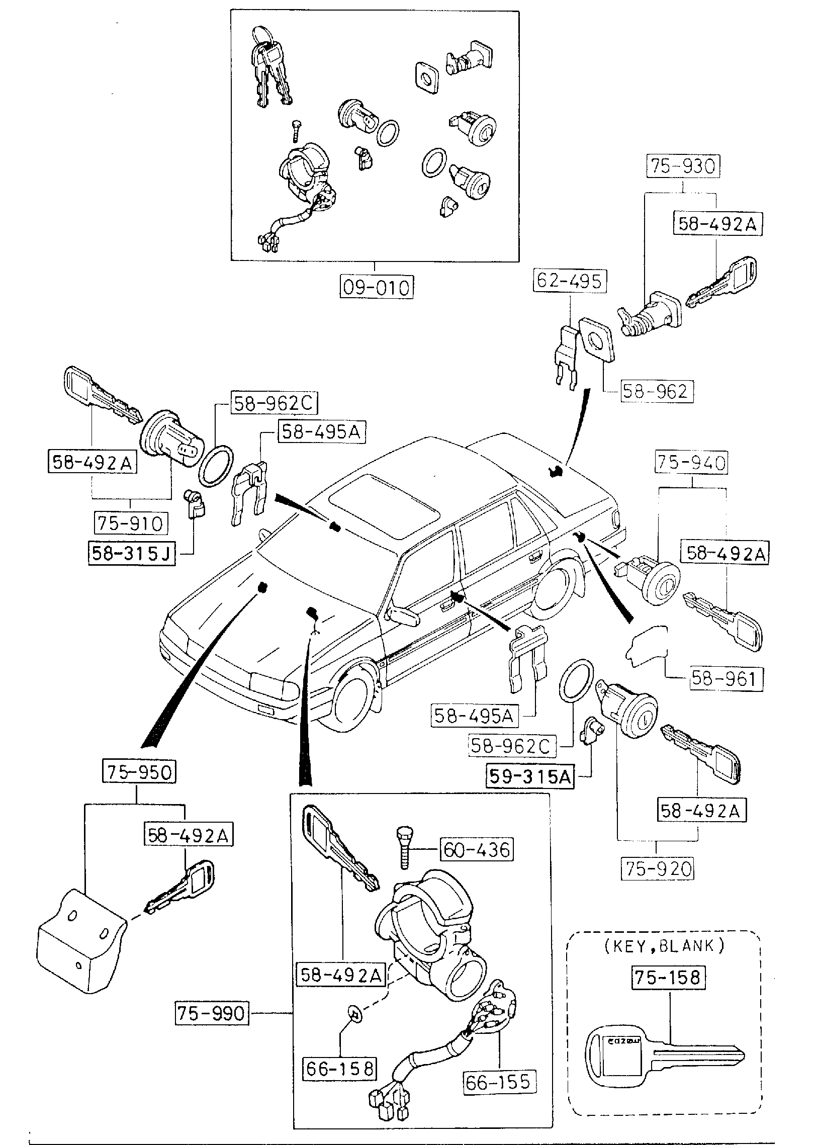 Full size assembly image of KEY SETS (SEDAN) (1/1)