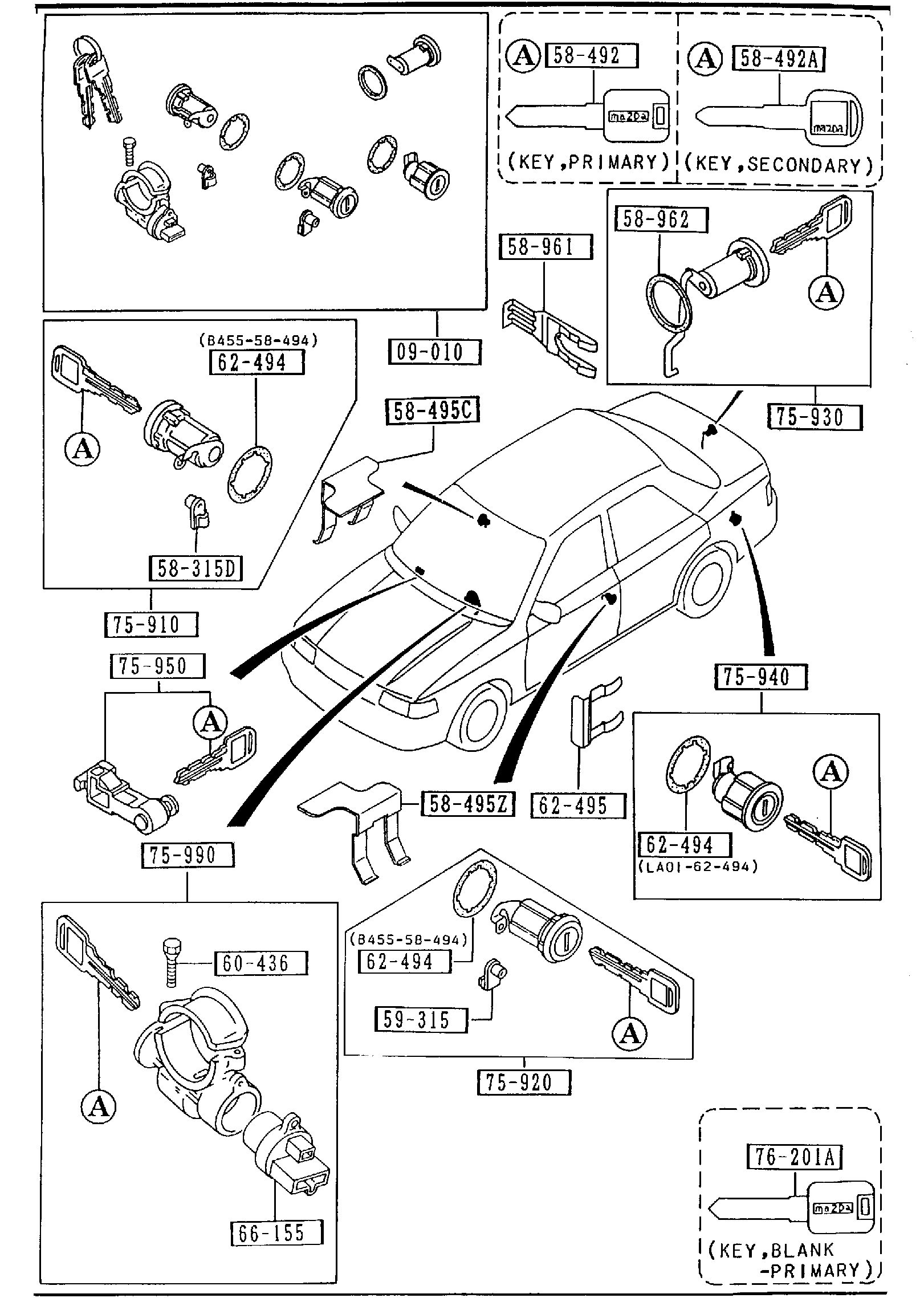 Diagram KEY SETS (SEDAN) for your 2009 Mazda RX-8   