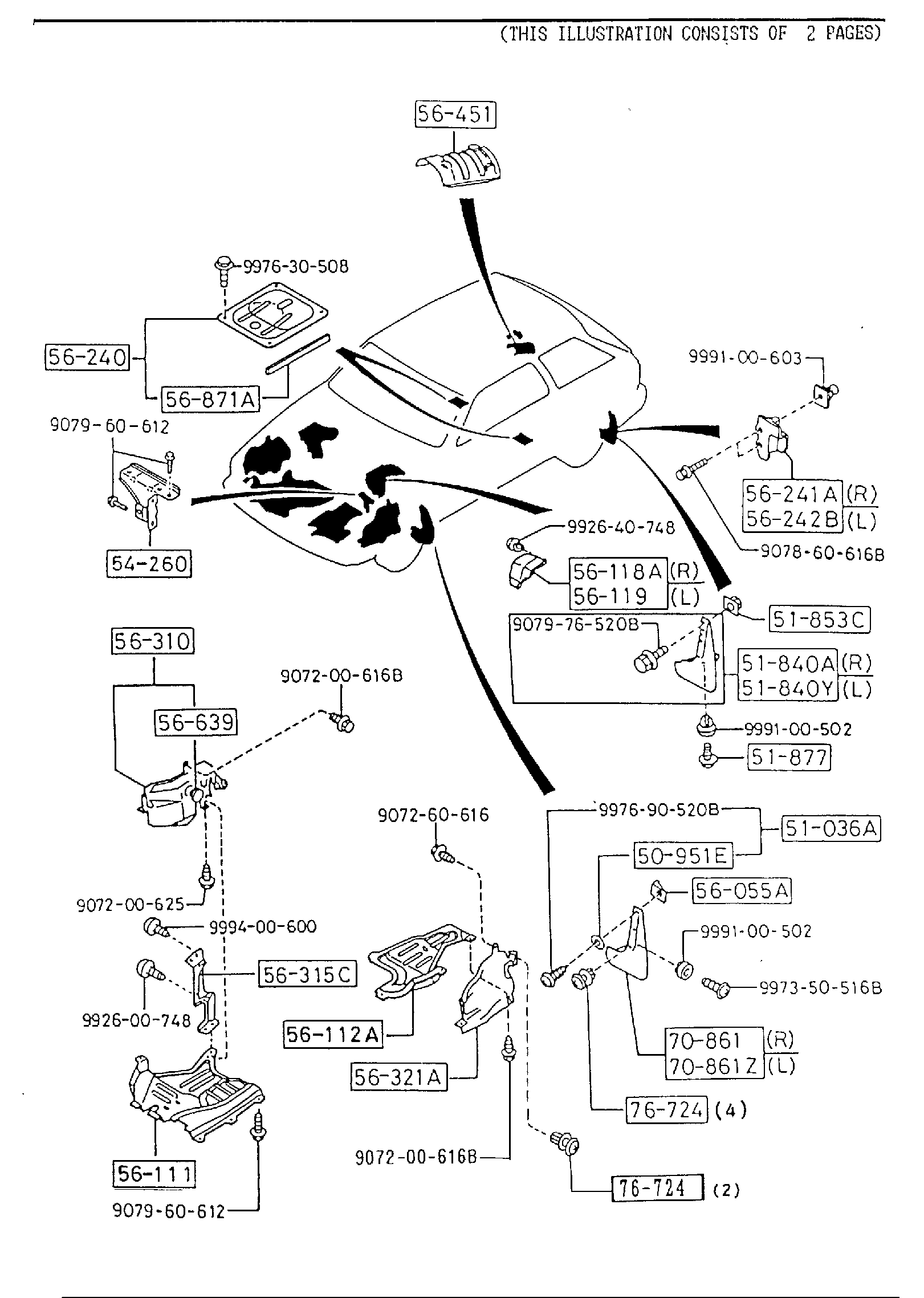 Diagram FLOOR ATTACHMENTS (4WD) for your 2007 Mazda Mazda6  HATCHBACK GRAND TOURING 