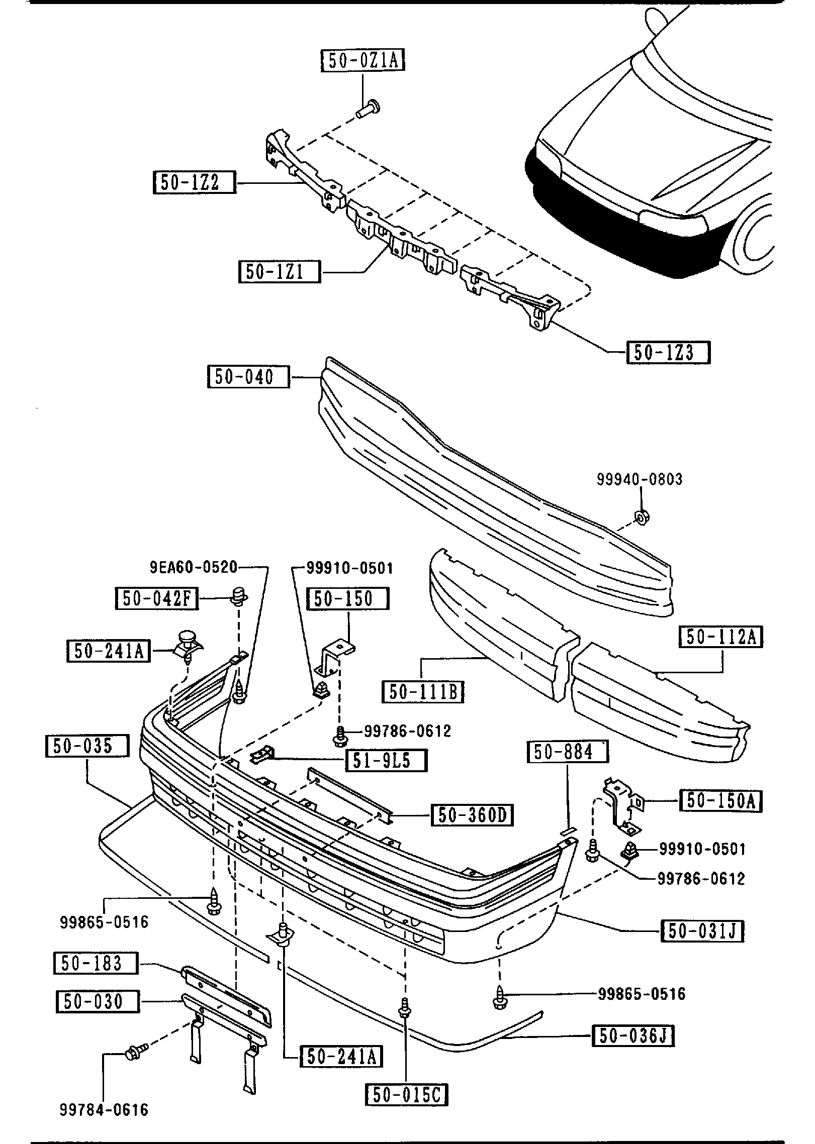 Diagram FRONT BUMPER for your Mazda