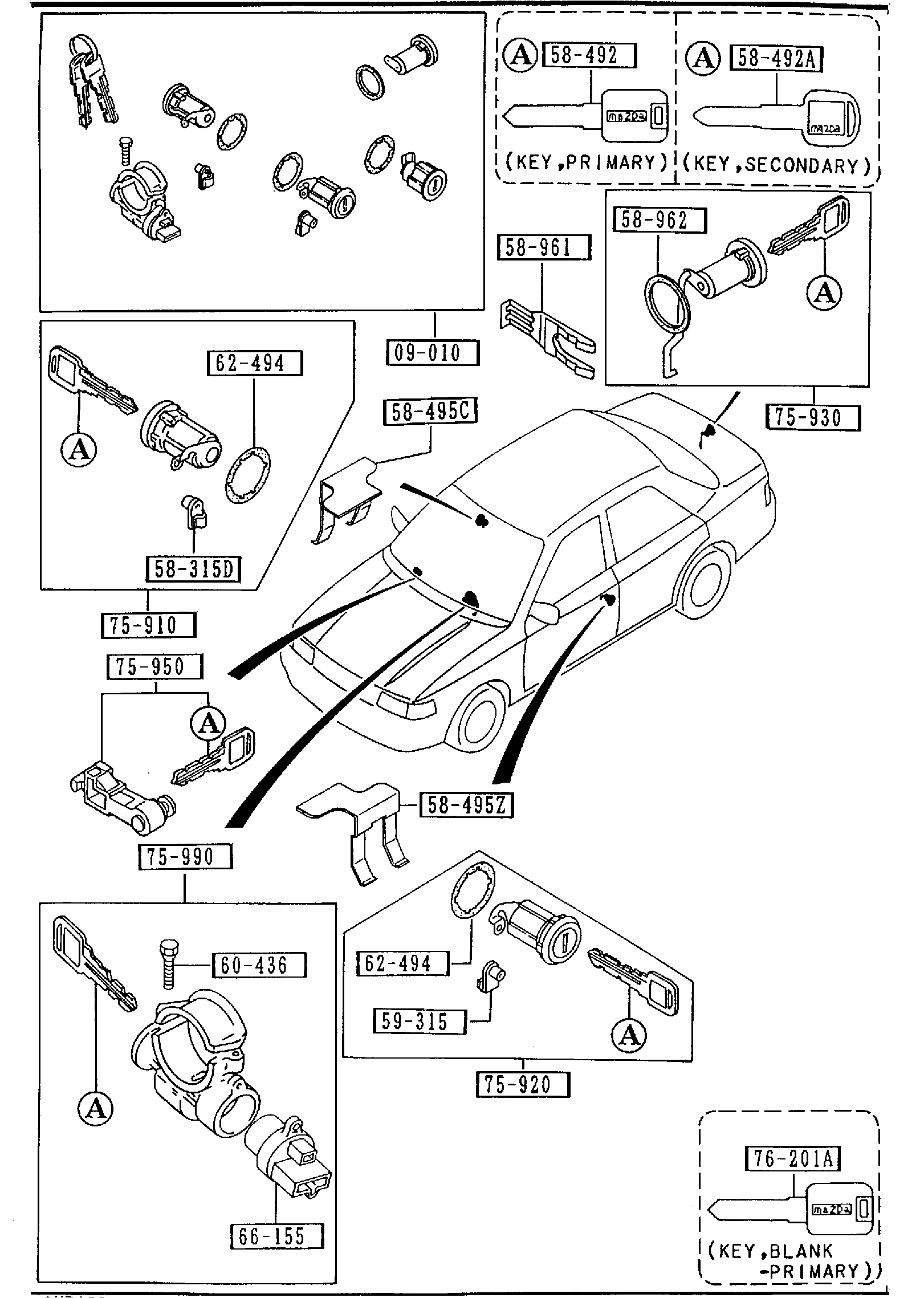 Diagram KEY SETS (SEDAN) for your 2009 Mazda RX-8   