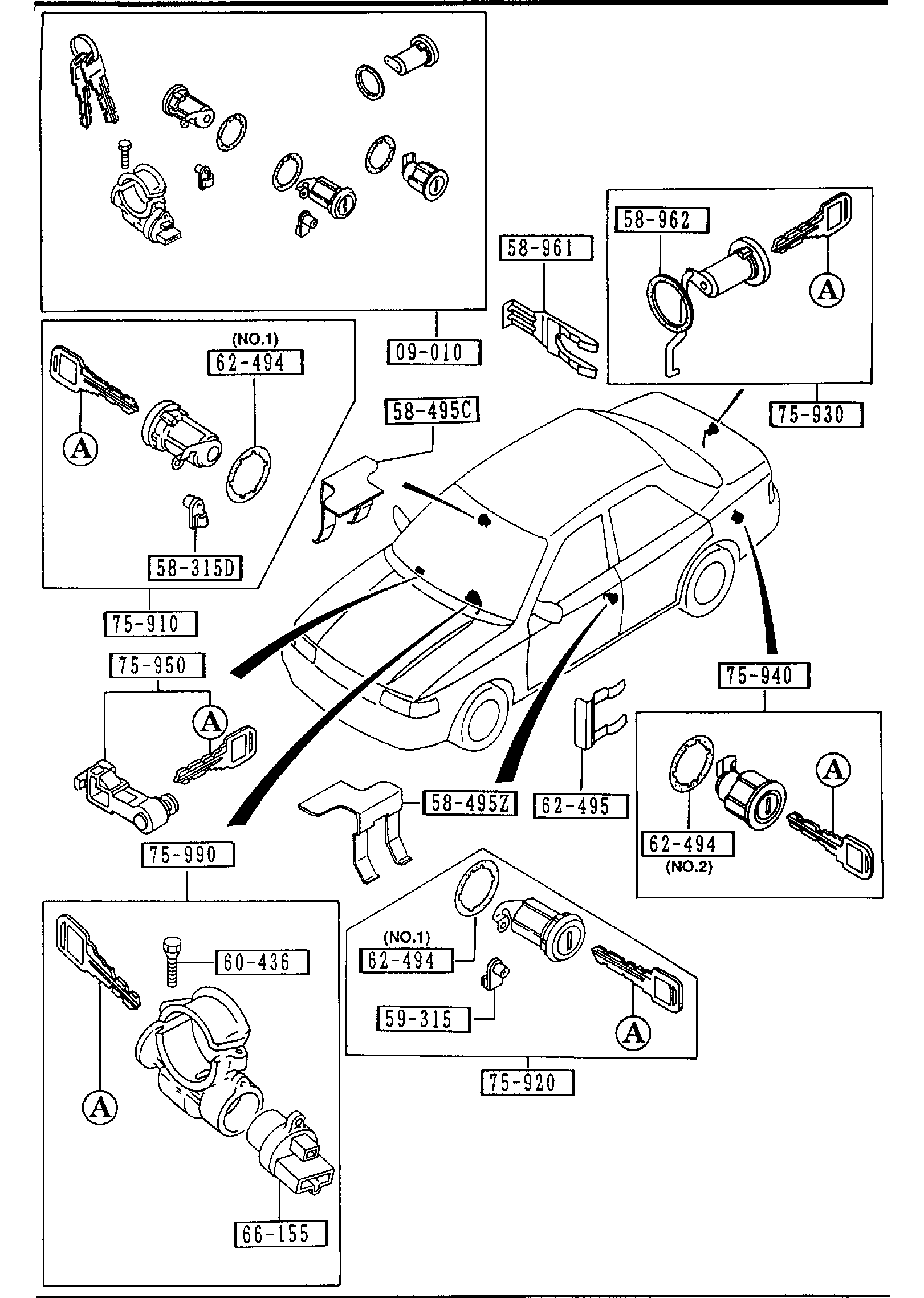 Diagram KEY SETS (4-DOOR) for your 2009 Mazda CX-7   