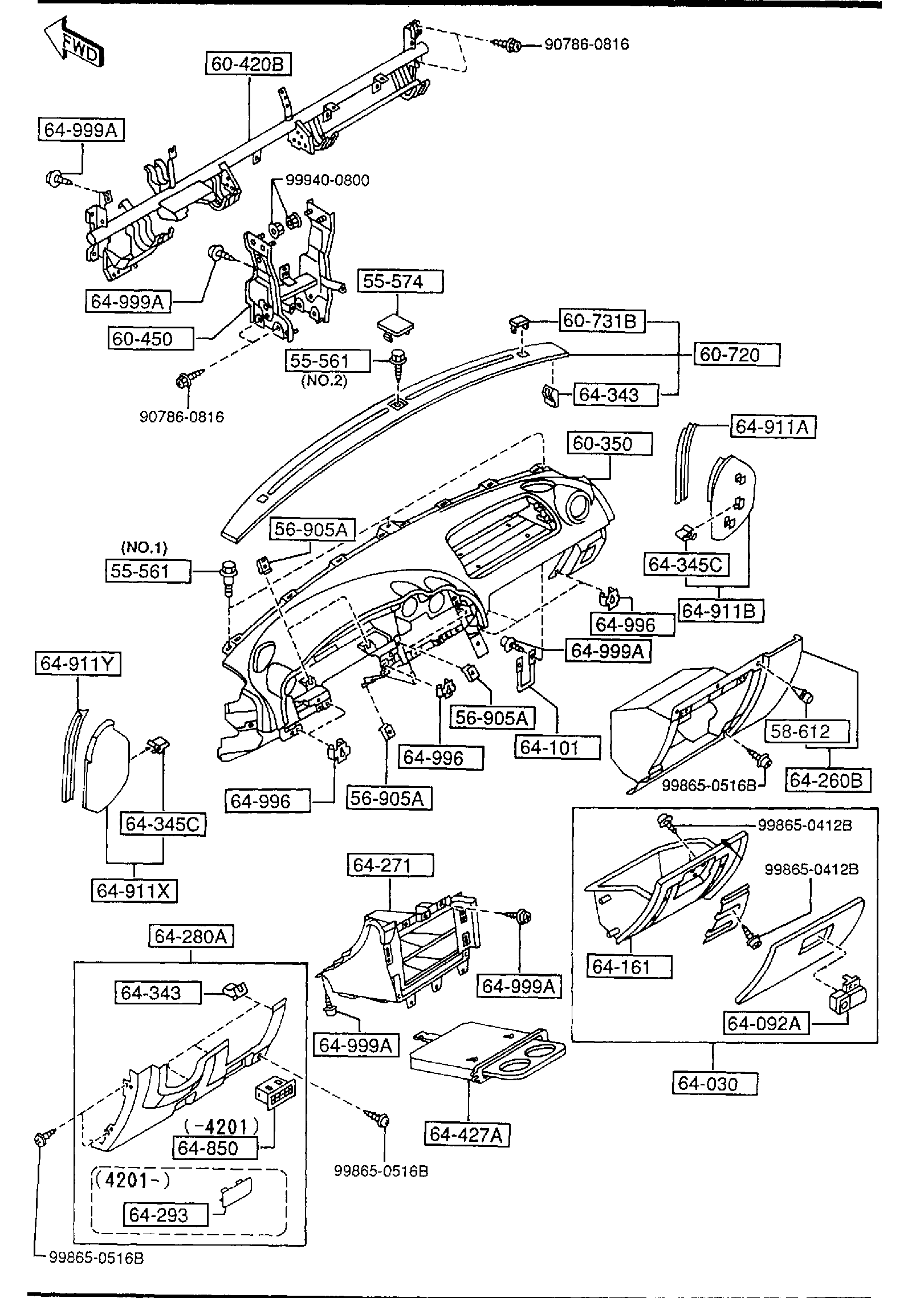 Diagram DASHBOARD & RELATED PARTS for your 2009 Mazda RX-8   