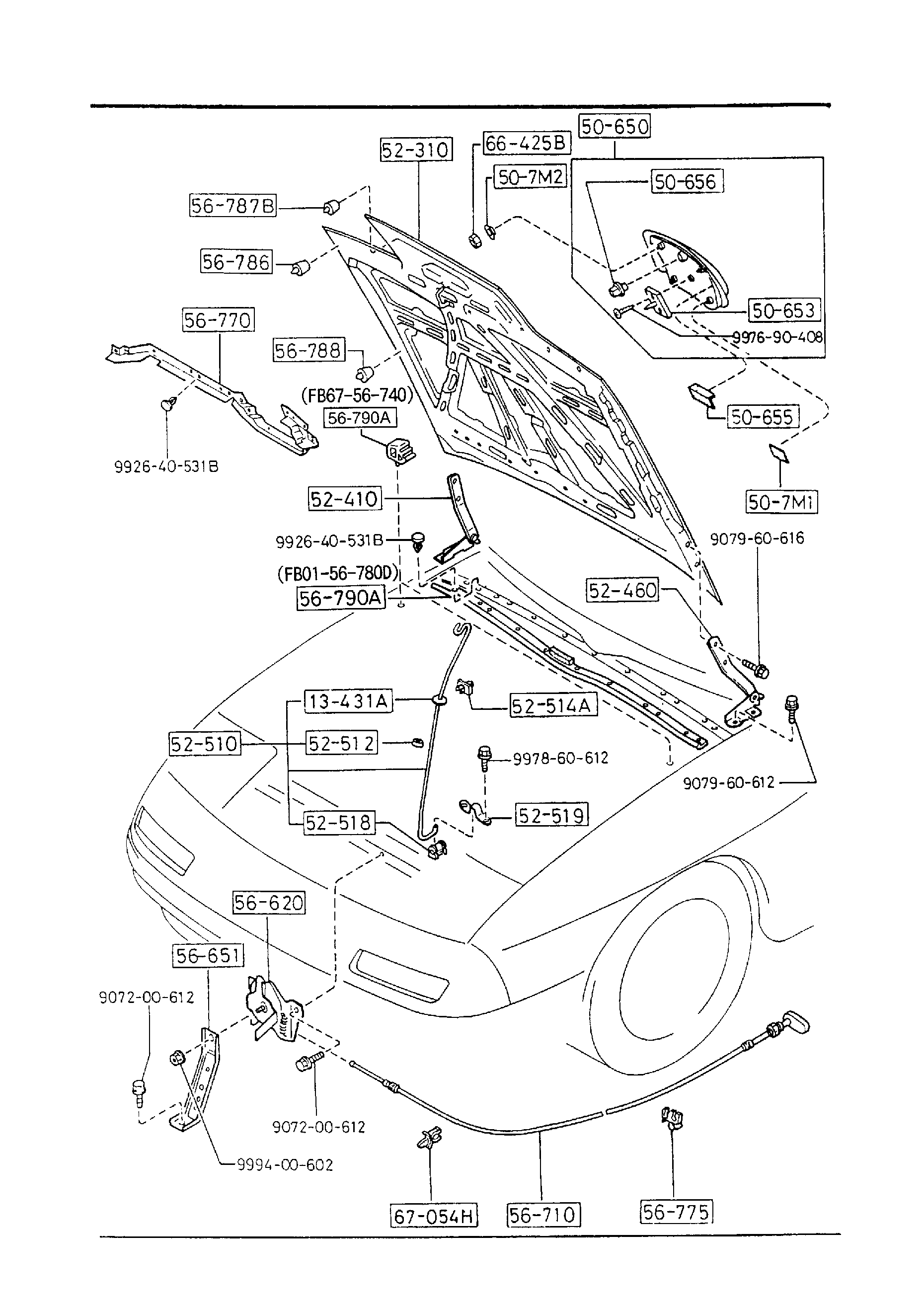 Diagram BONNET for your Mazda Protege  HATCHBACK BASE