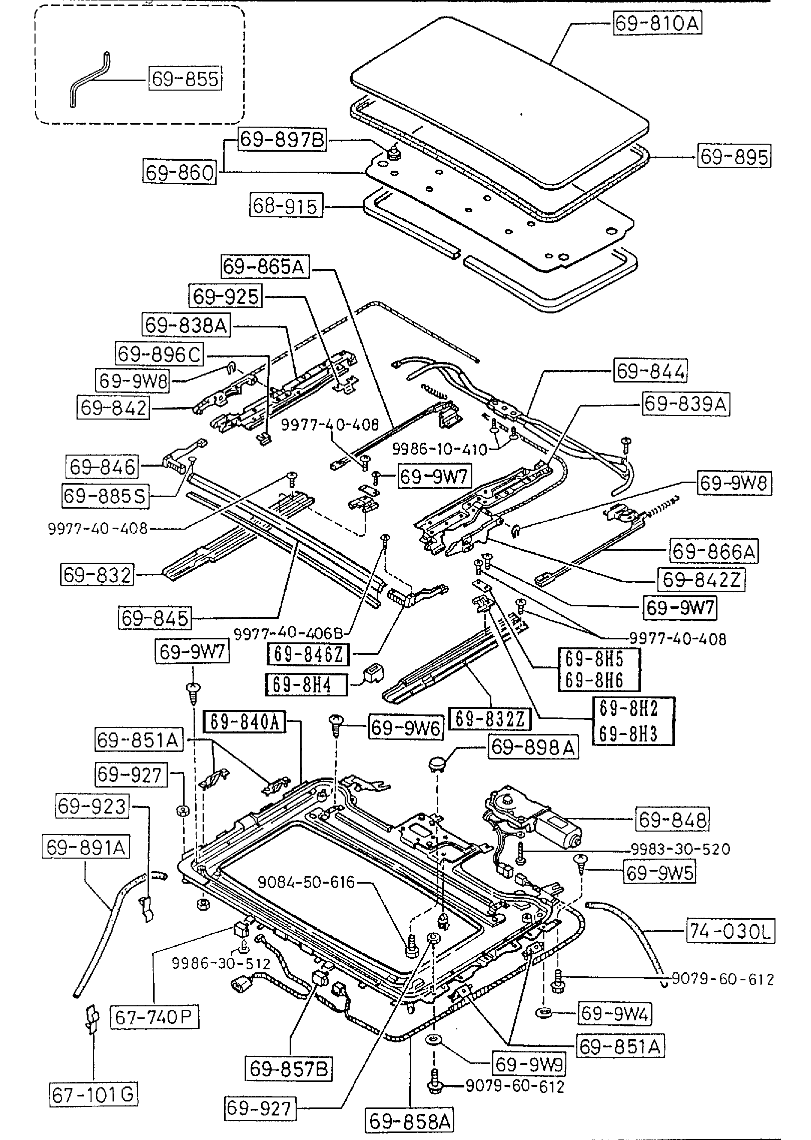 Diagram SUNROOF (COUPE) for your 2010 Mazda Mazda3 2.0L MT SEDAN I 