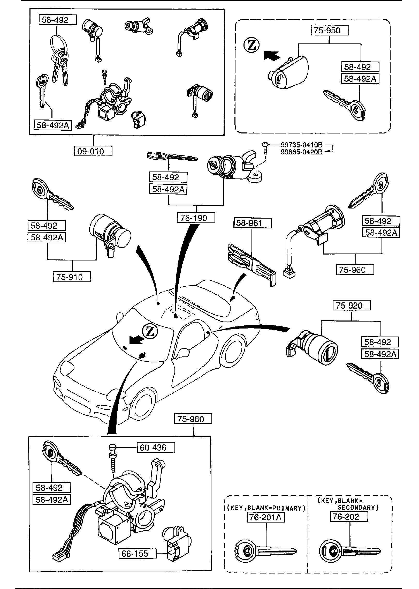 Diagram KEY SETS for your 2009 Mazda B2300   
