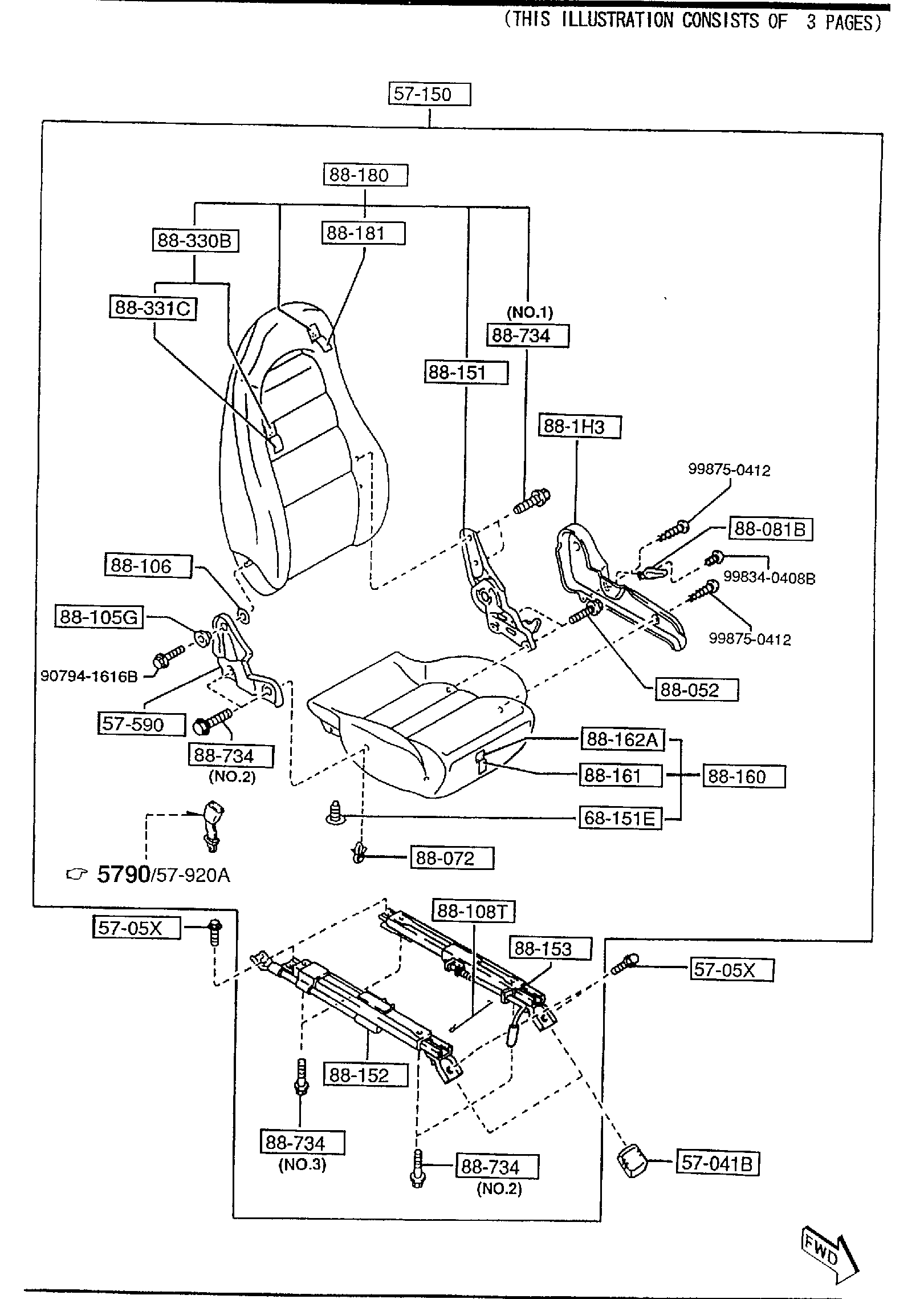 Diagram FRONT SEATS for your 2017 Mazda MX-5 Miata   