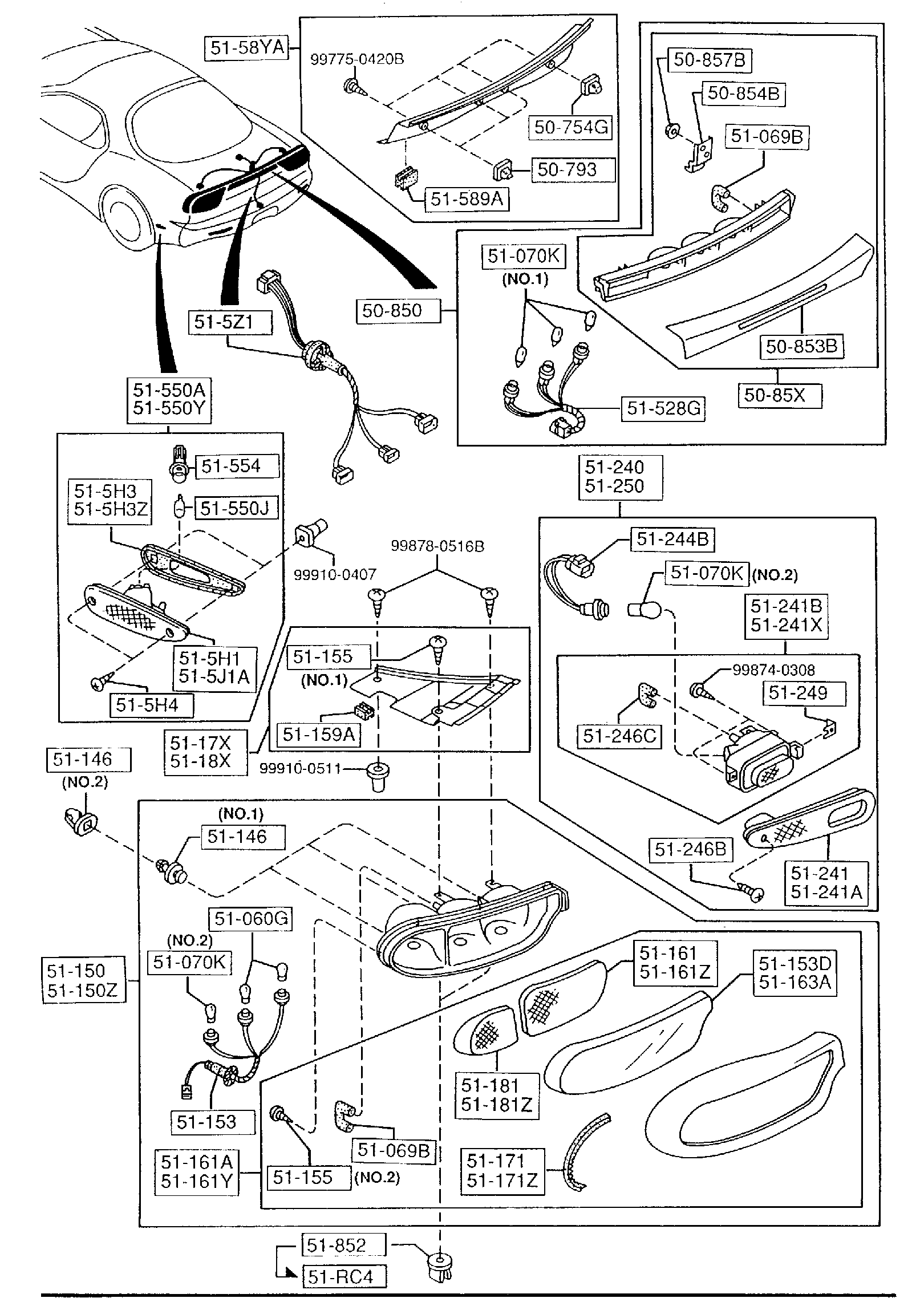 Diagram REAR COMBINATION LAMPS for your 2005 Mazda RX-8   