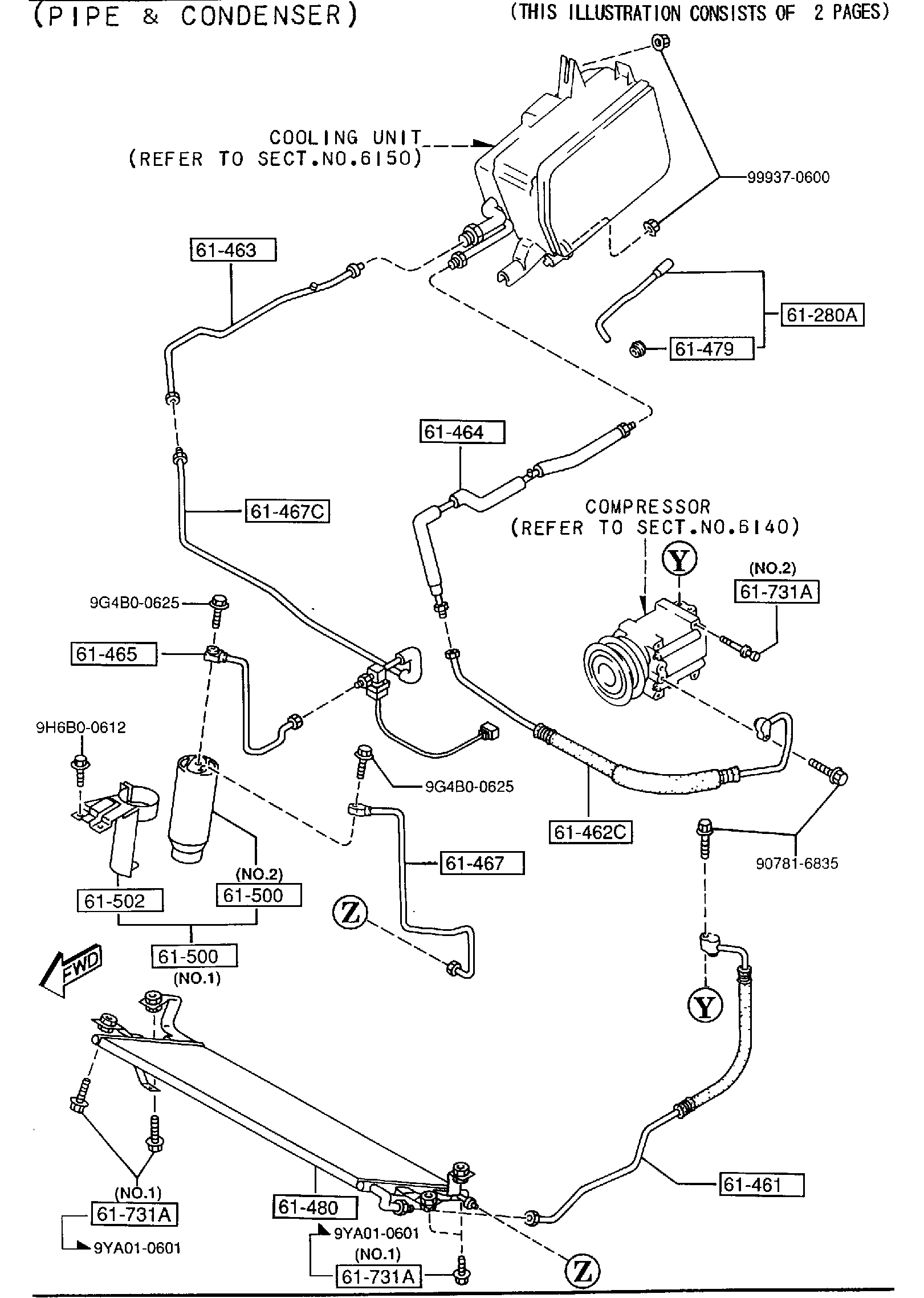 Diagram AIR CONDITIONER (JAPAN MAKE) for your 1997 Mazda Millenia   