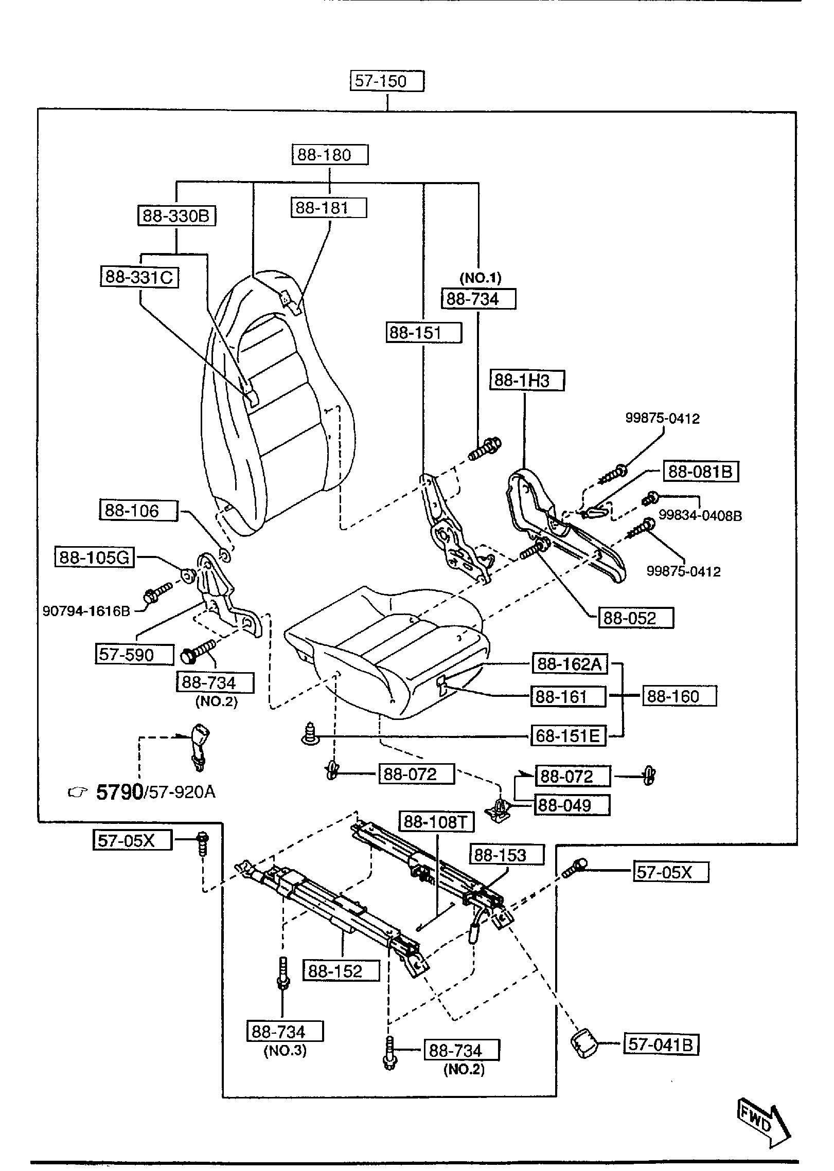 Diagram FRONT SEATS for your 2017 Mazda MX-5 Miata   