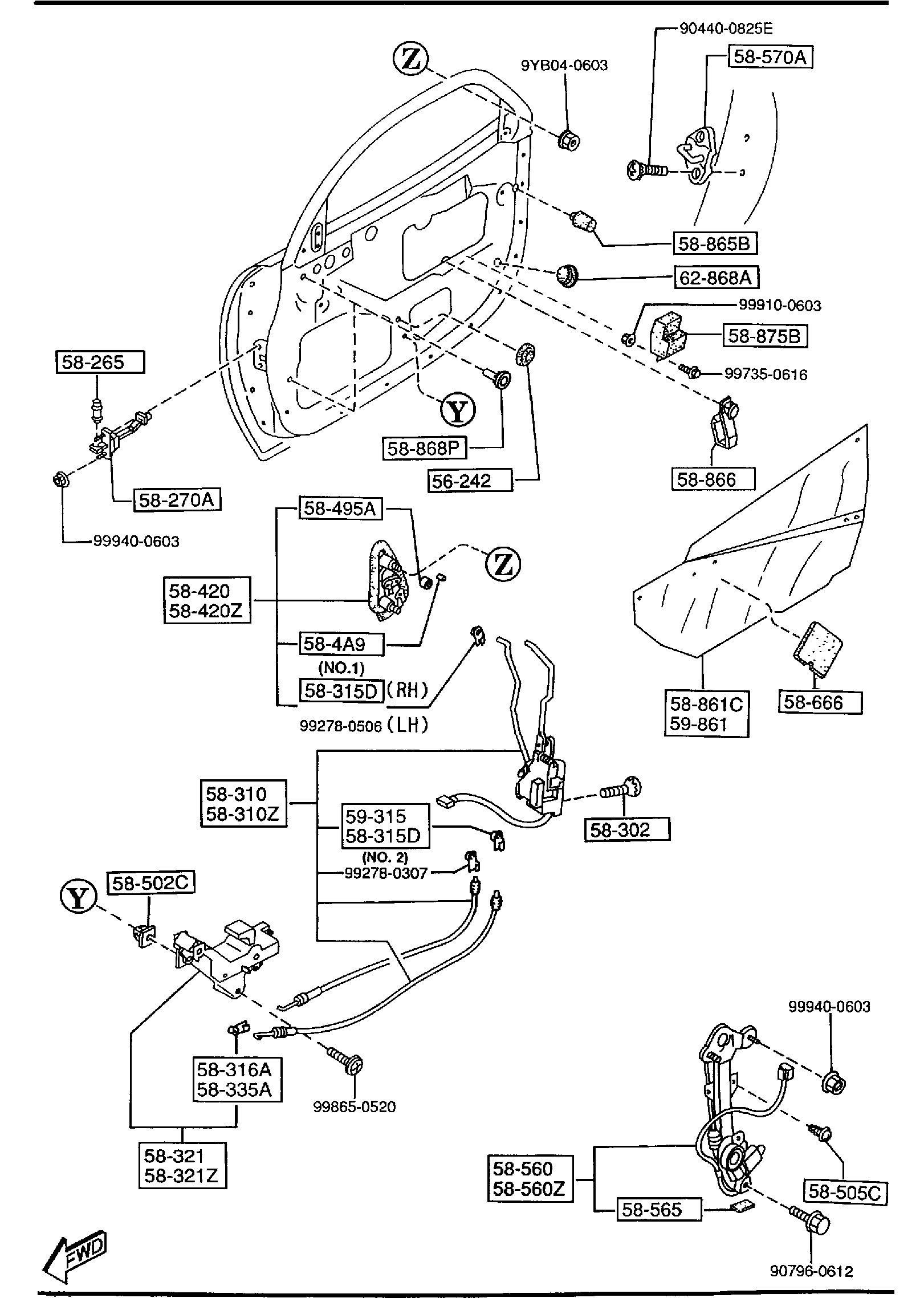Diagram FRONT DOOR MECHANISMS for your 2007 Mazda RX-8   