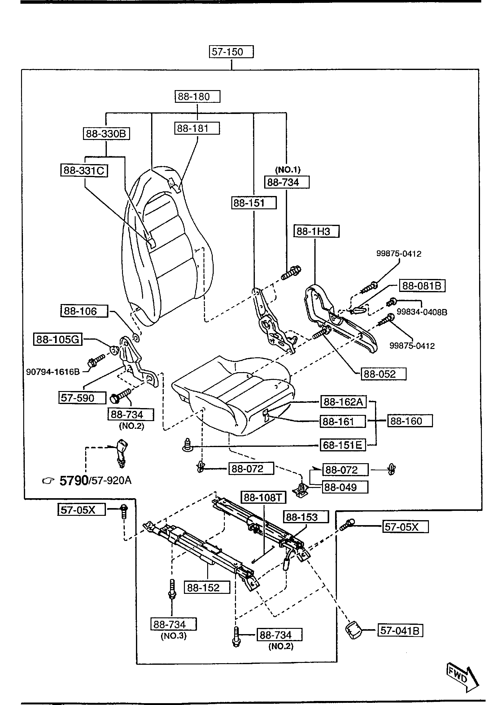 Diagram FRONT SEATS for your 2017 Mazda MX-5 Miata   