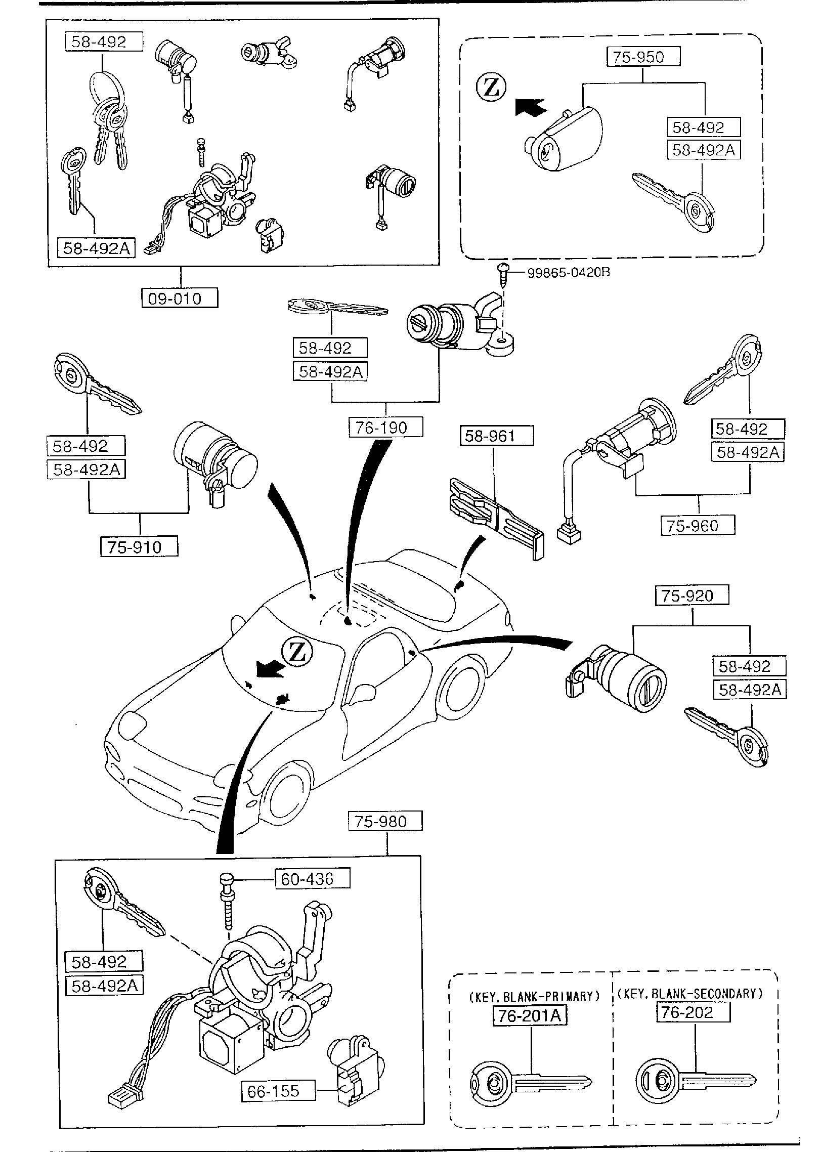 Diagram KEY SETS for your 2009 Mazda B2300   