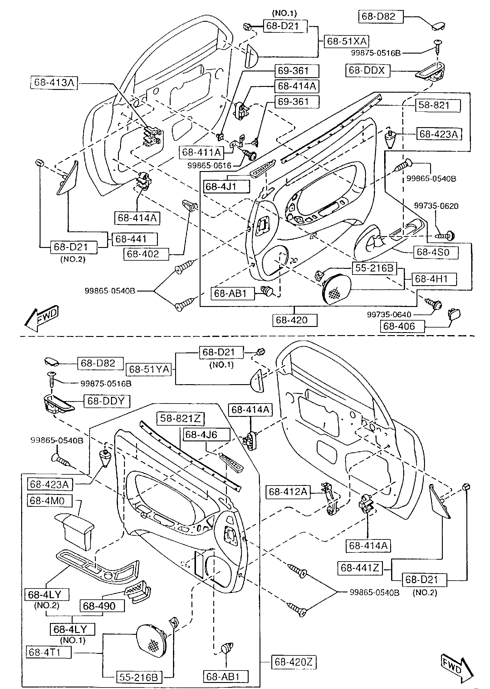 Diagram FRONT DOOR TRIMS & RELATED PARTS for your 2009 Mazda Mazda3  SEDAN ITR VE 