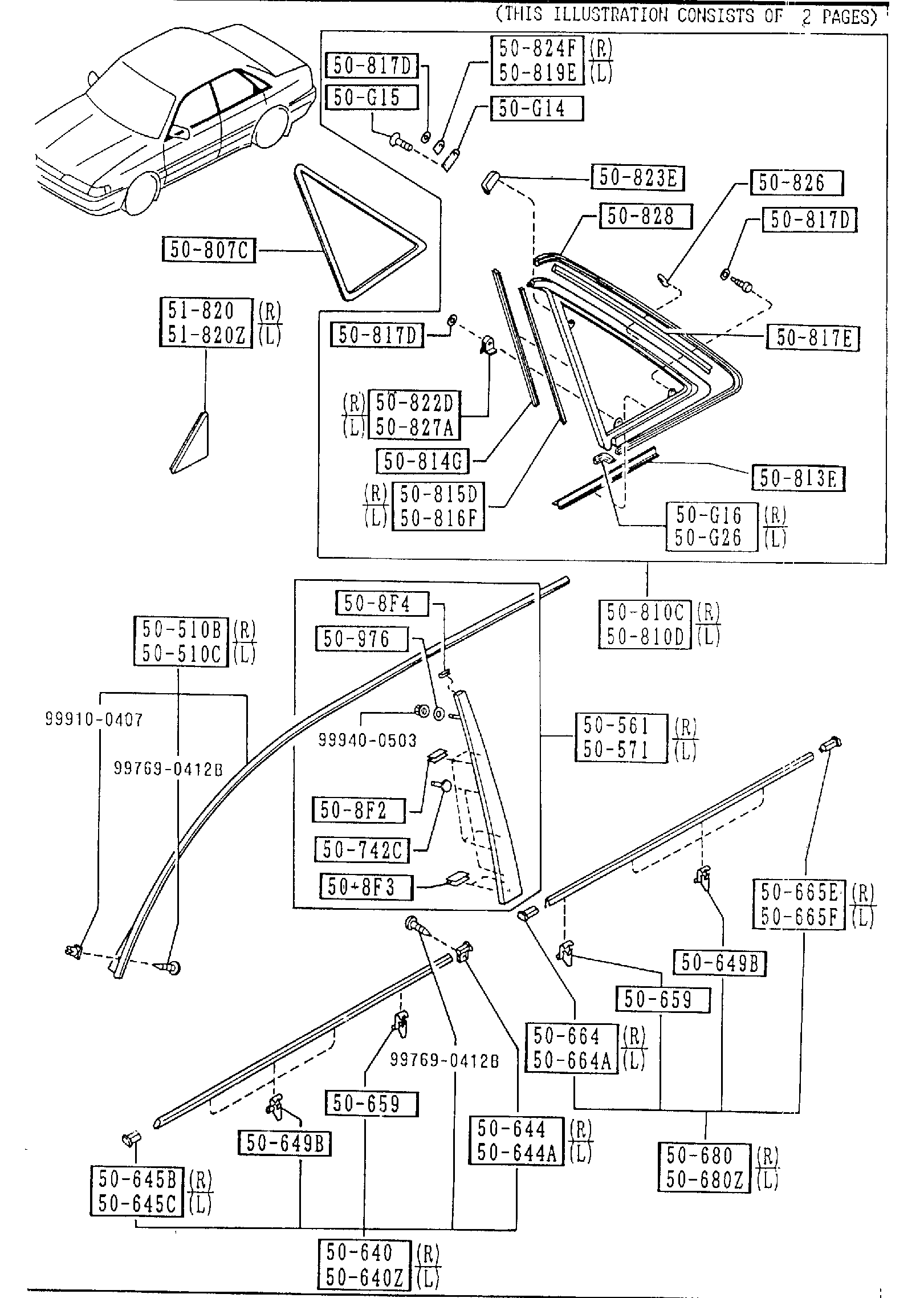 Diagram BODY MOULDINGS (626)(4-DOOR) for your 2007 Mazda B3000   