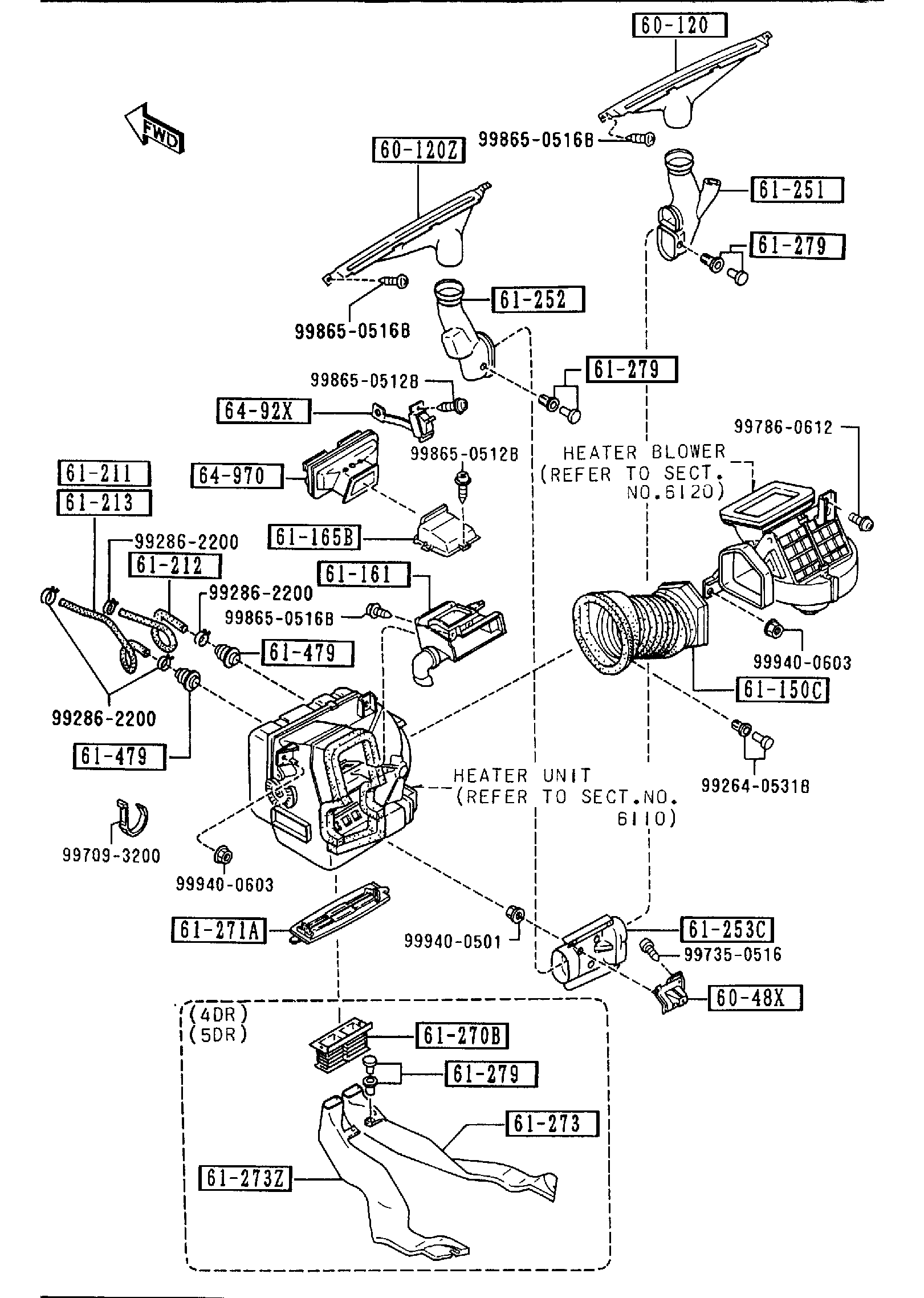 Diagram HEATER for your 2001 Mazda B4000   