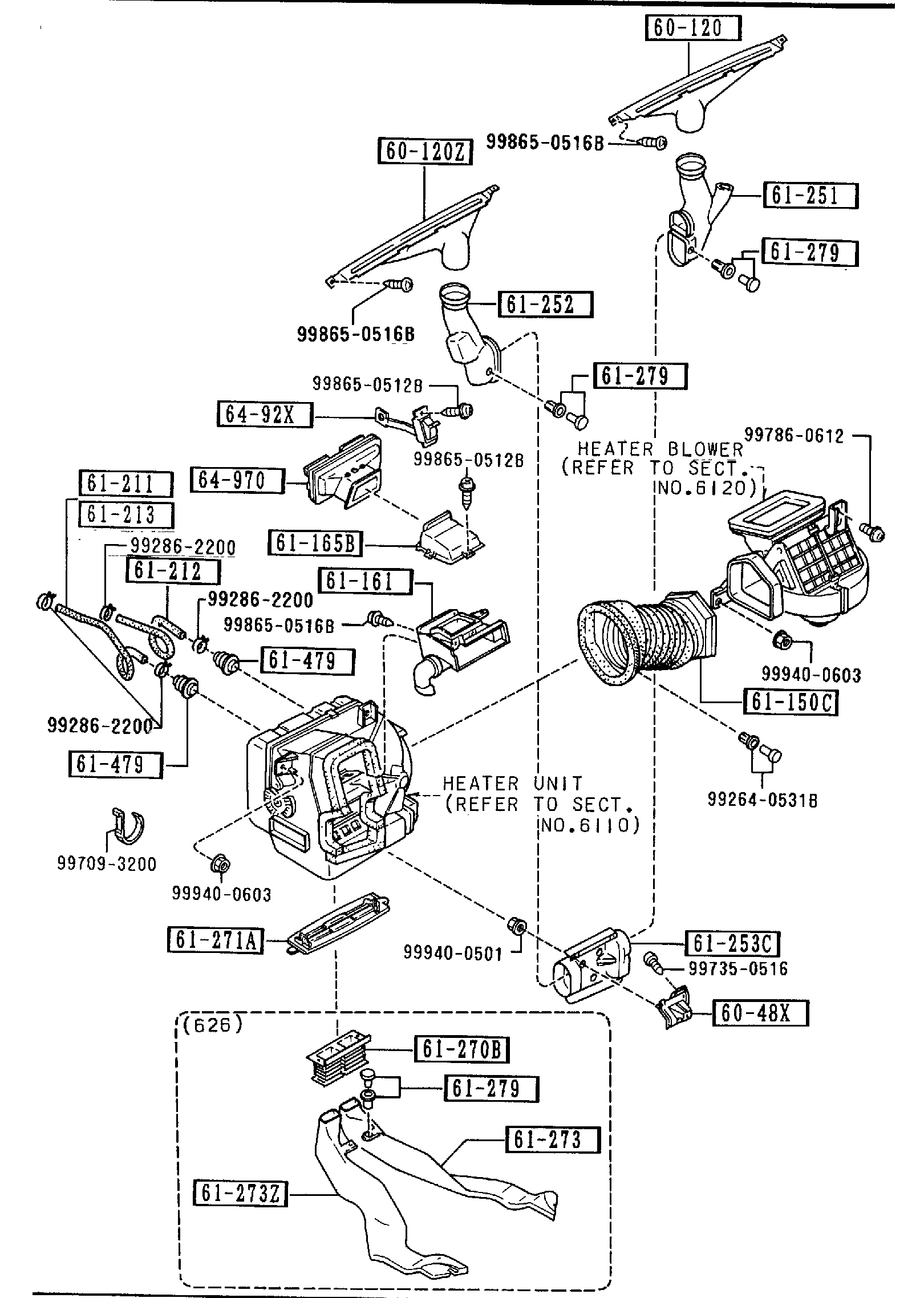 Diagram HEATER for your 2001 Mazda B4000   